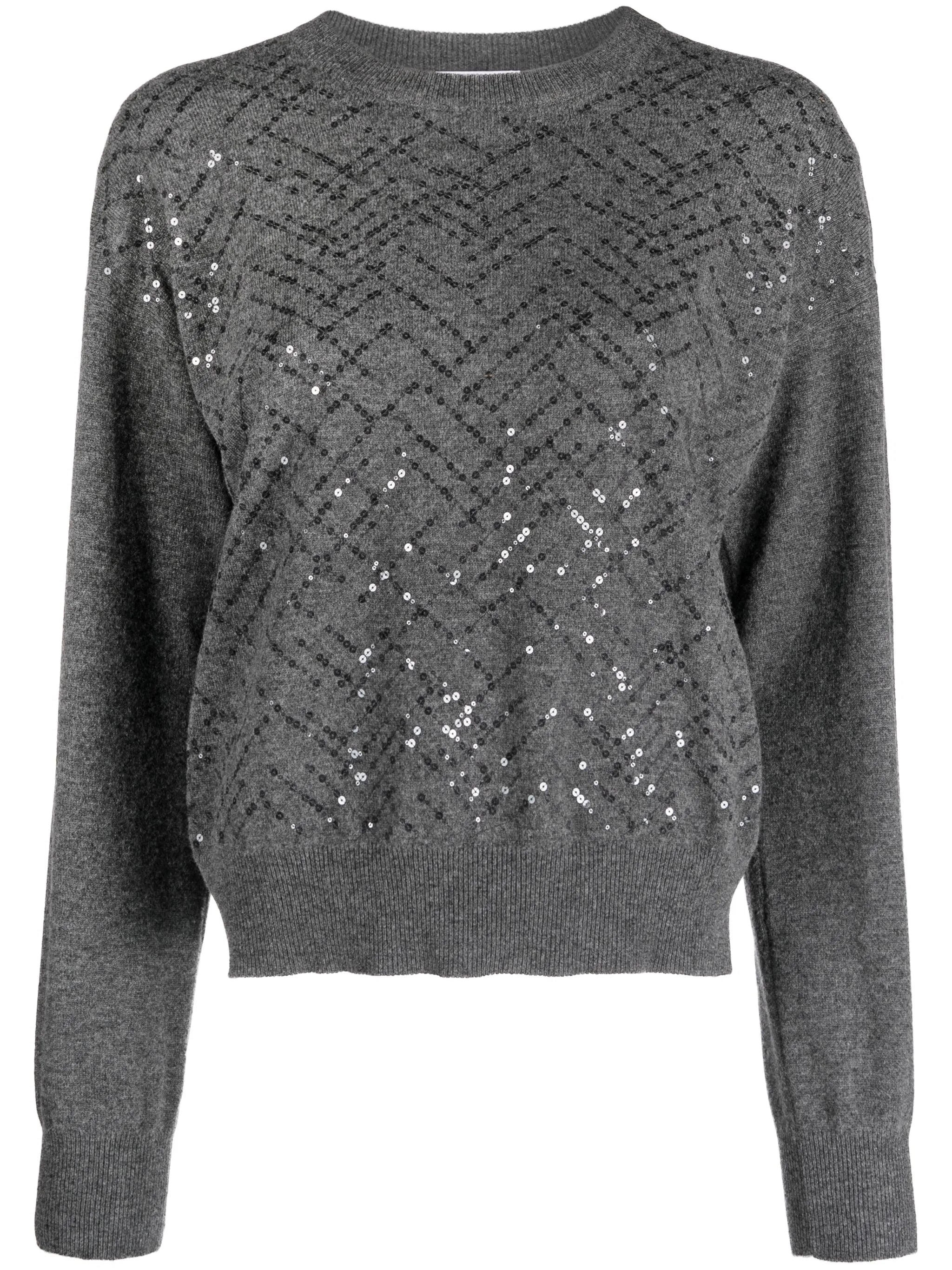 sequin-embellished wool jumper