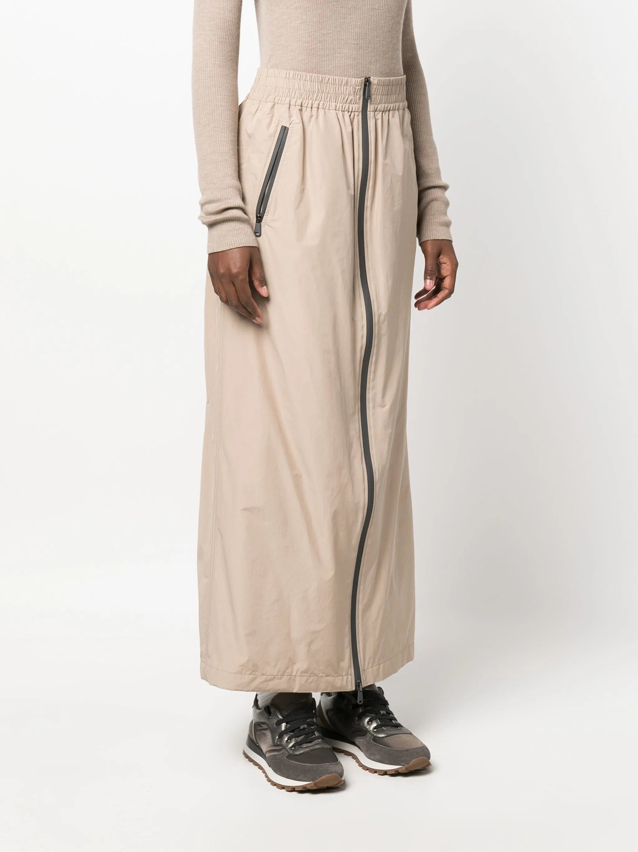 two-way zip-up maxi skirt