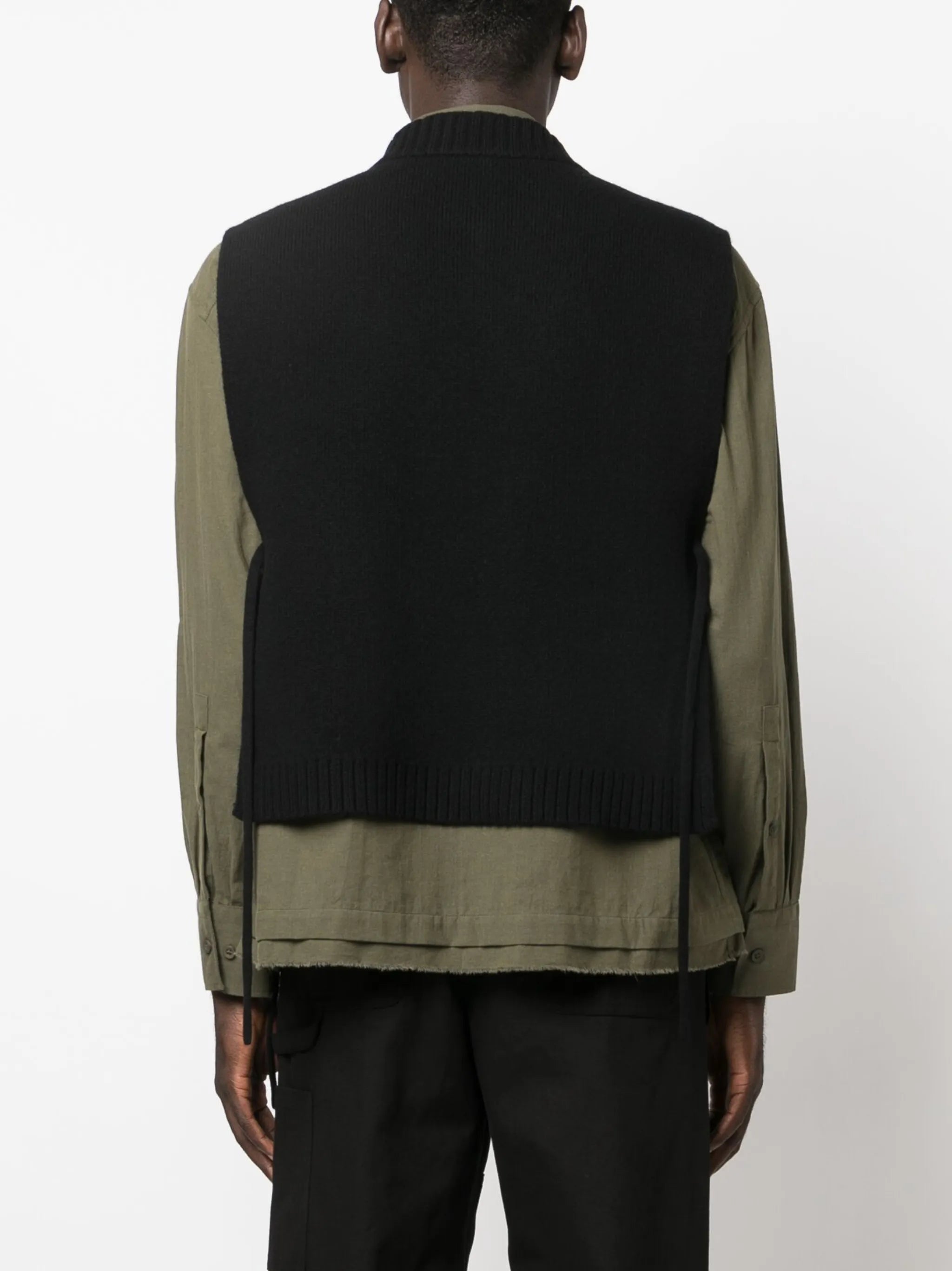 lace-up fine-knit vest
