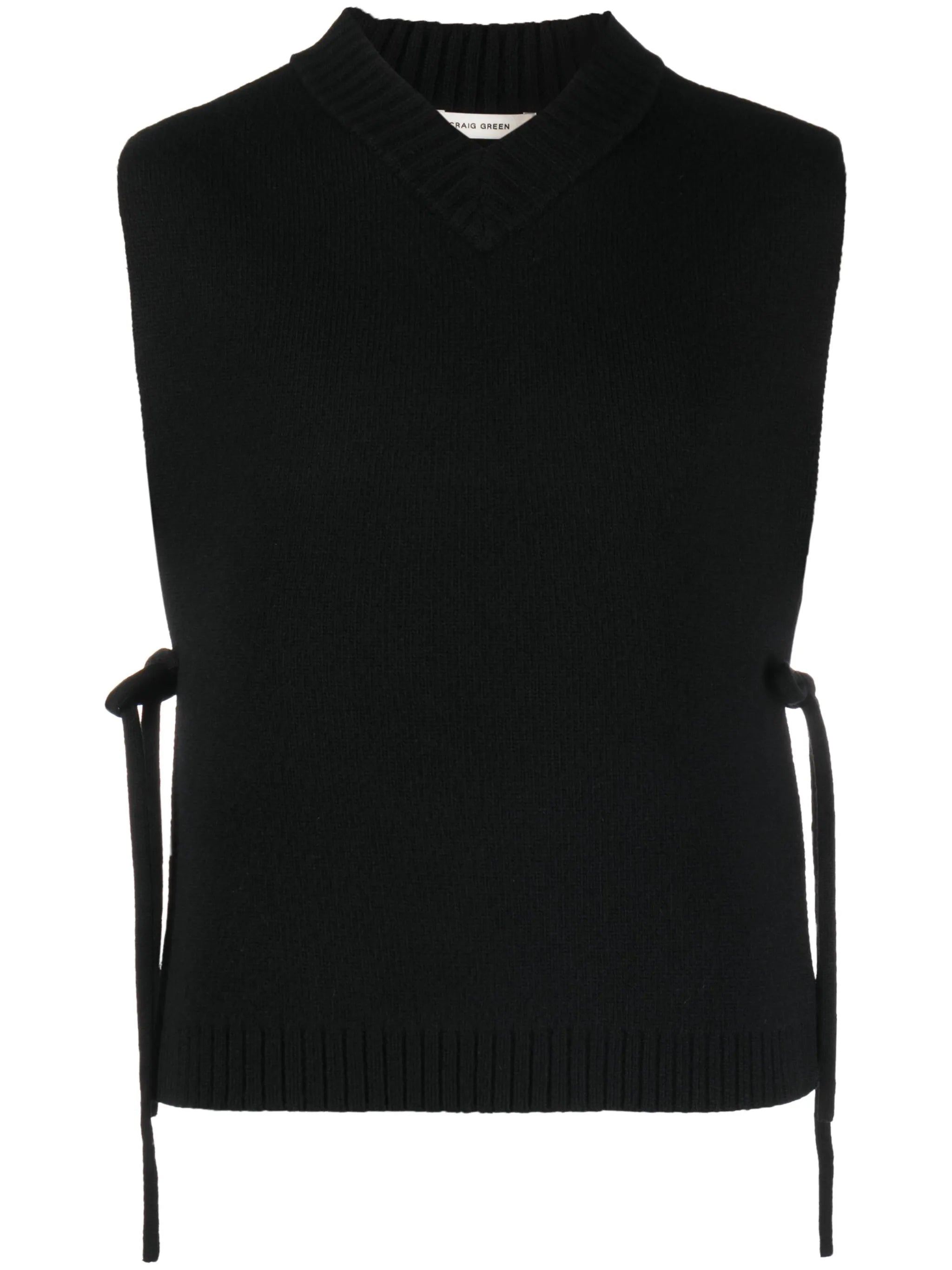 lace-up fine-knit vest