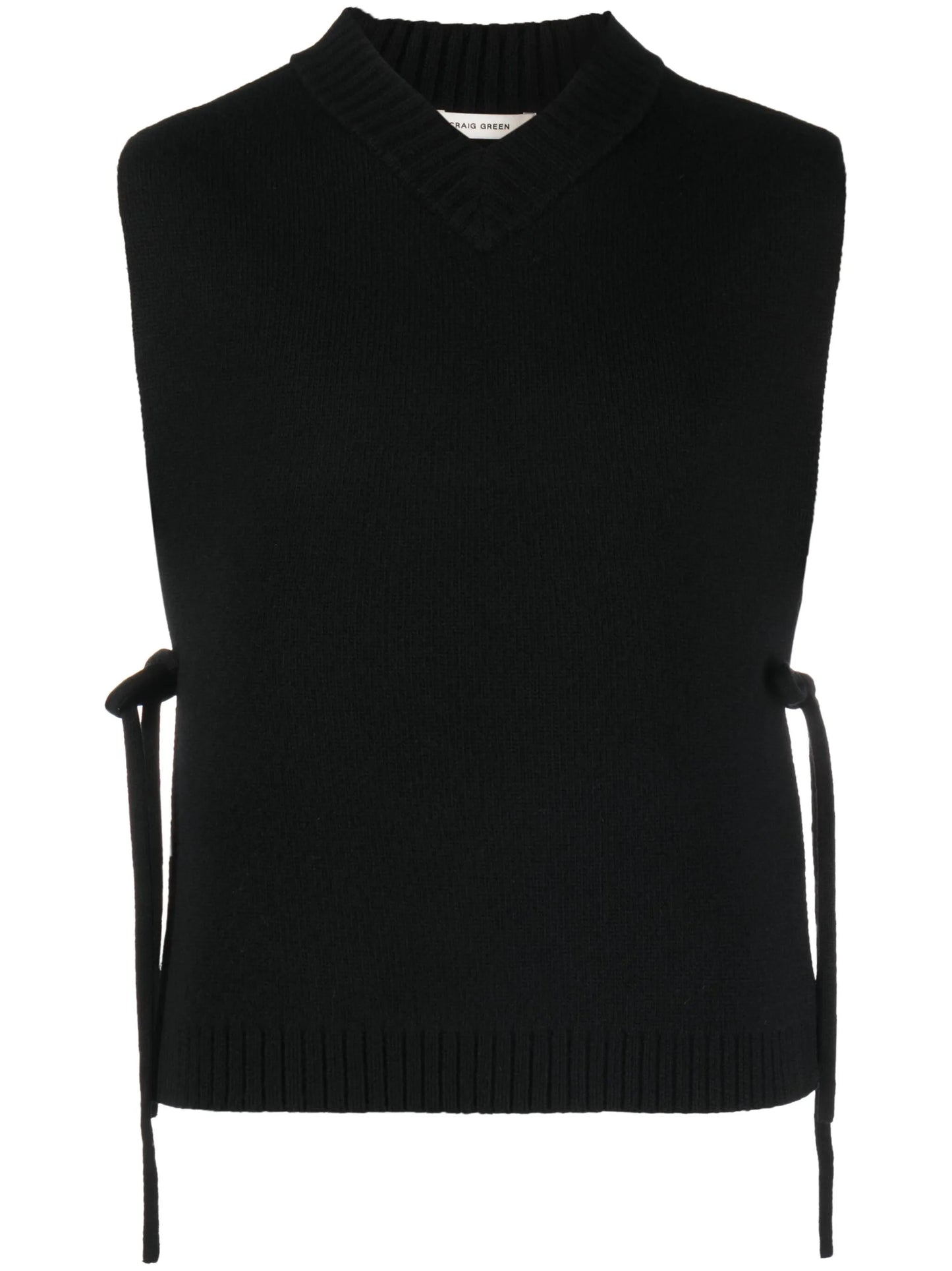 lace-up fine-knit vest