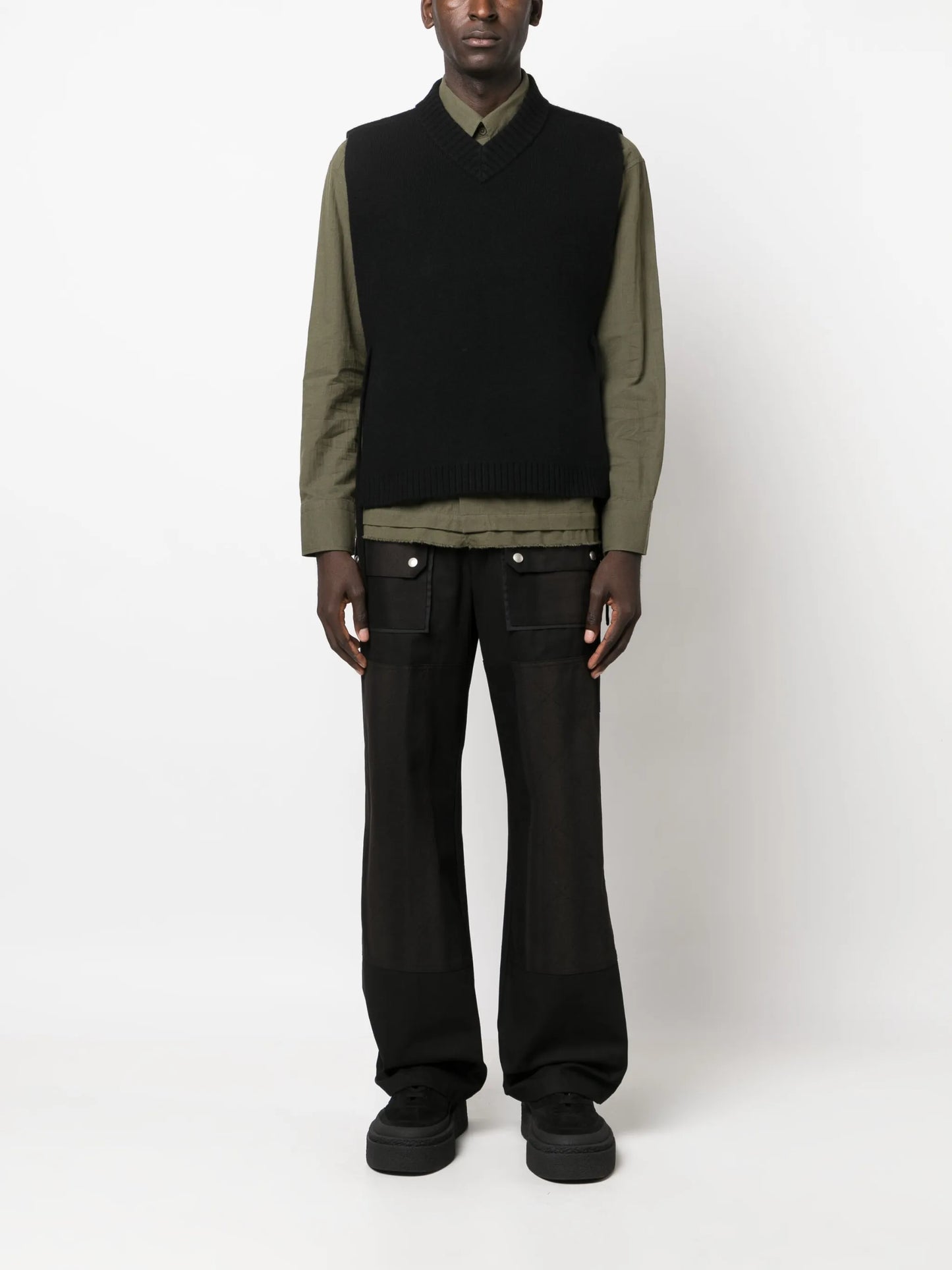 lace-up fine-knit vest