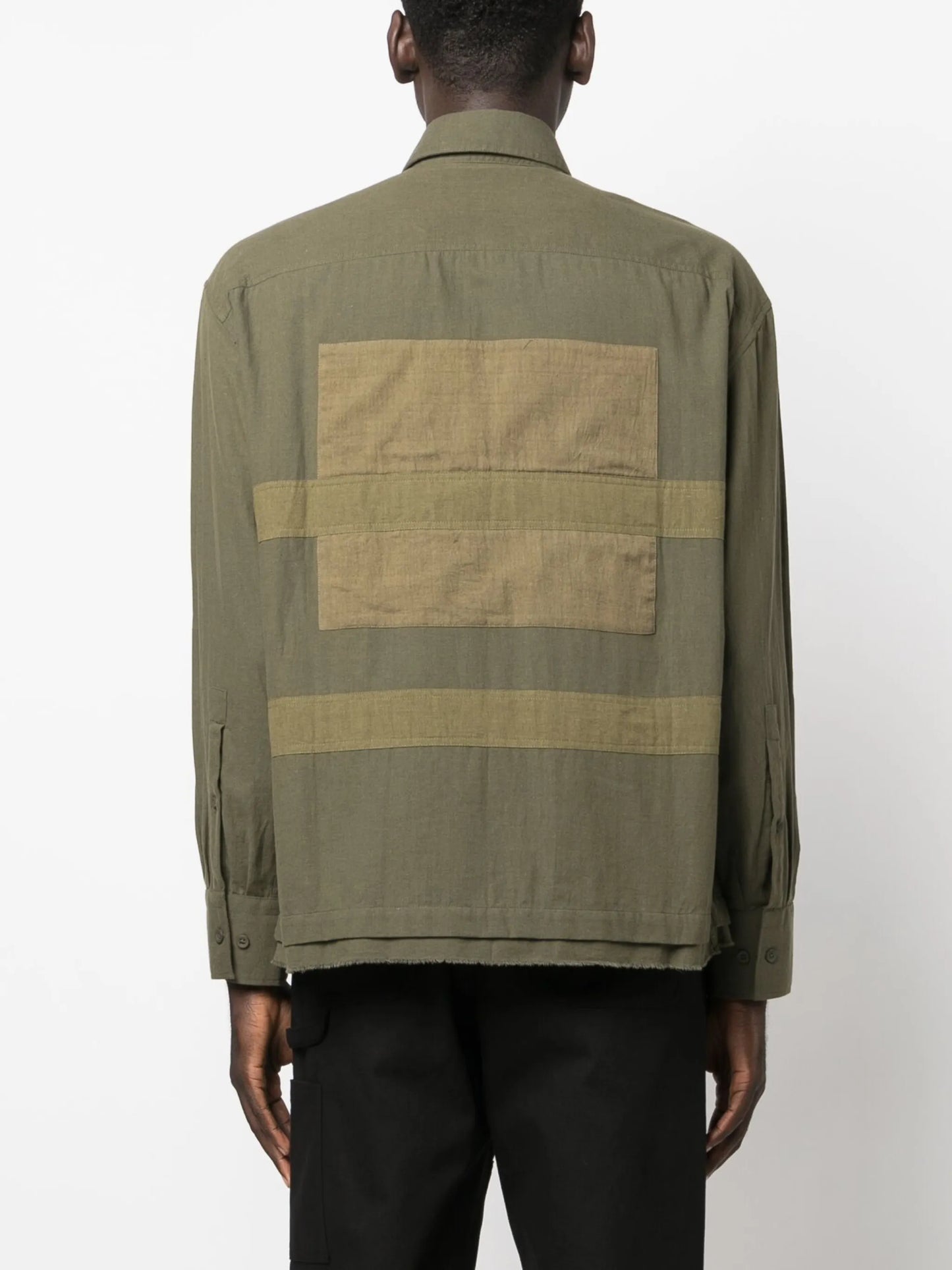 geometric-panelled cotton shirt