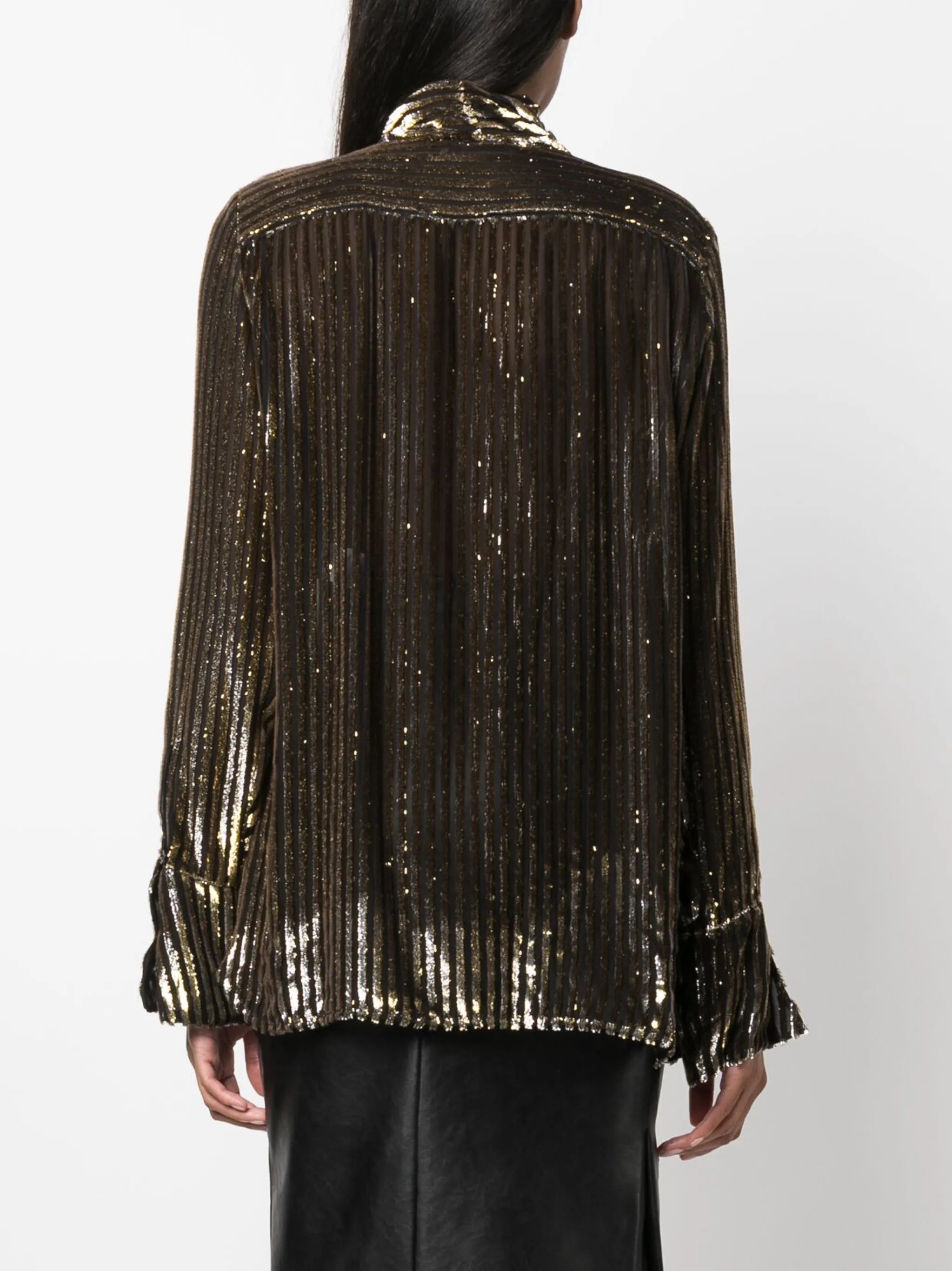 pussy-bow striped blouse
