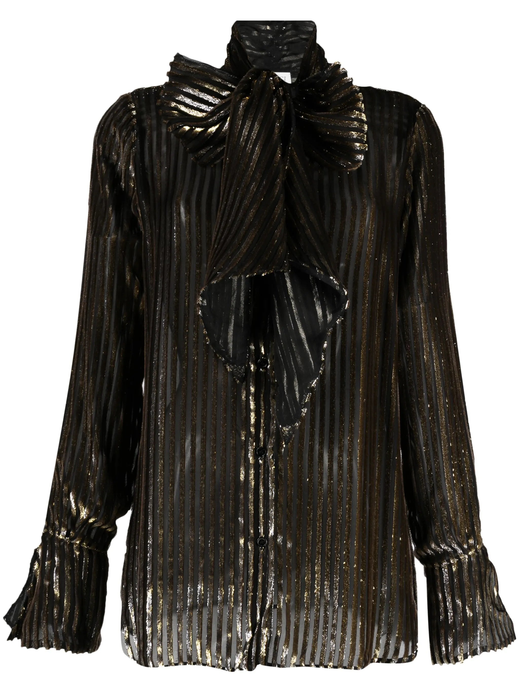 pussy-bow striped blouse