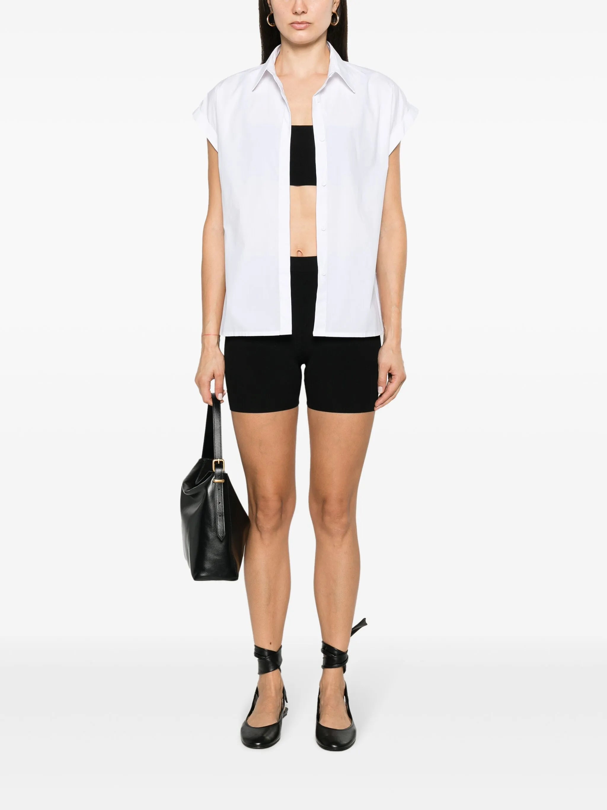 ribbed-knit biker shorts