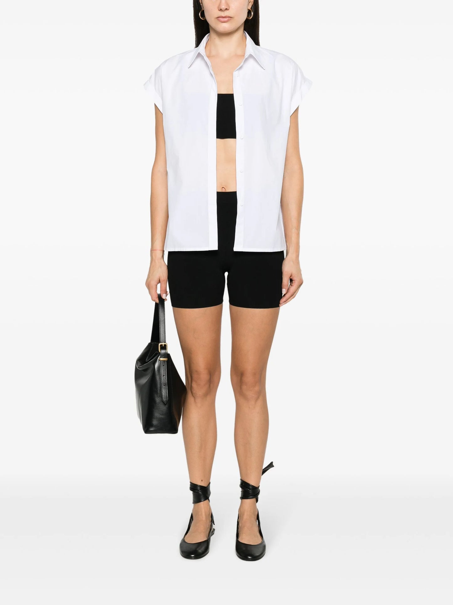ribbed-knit biker shorts