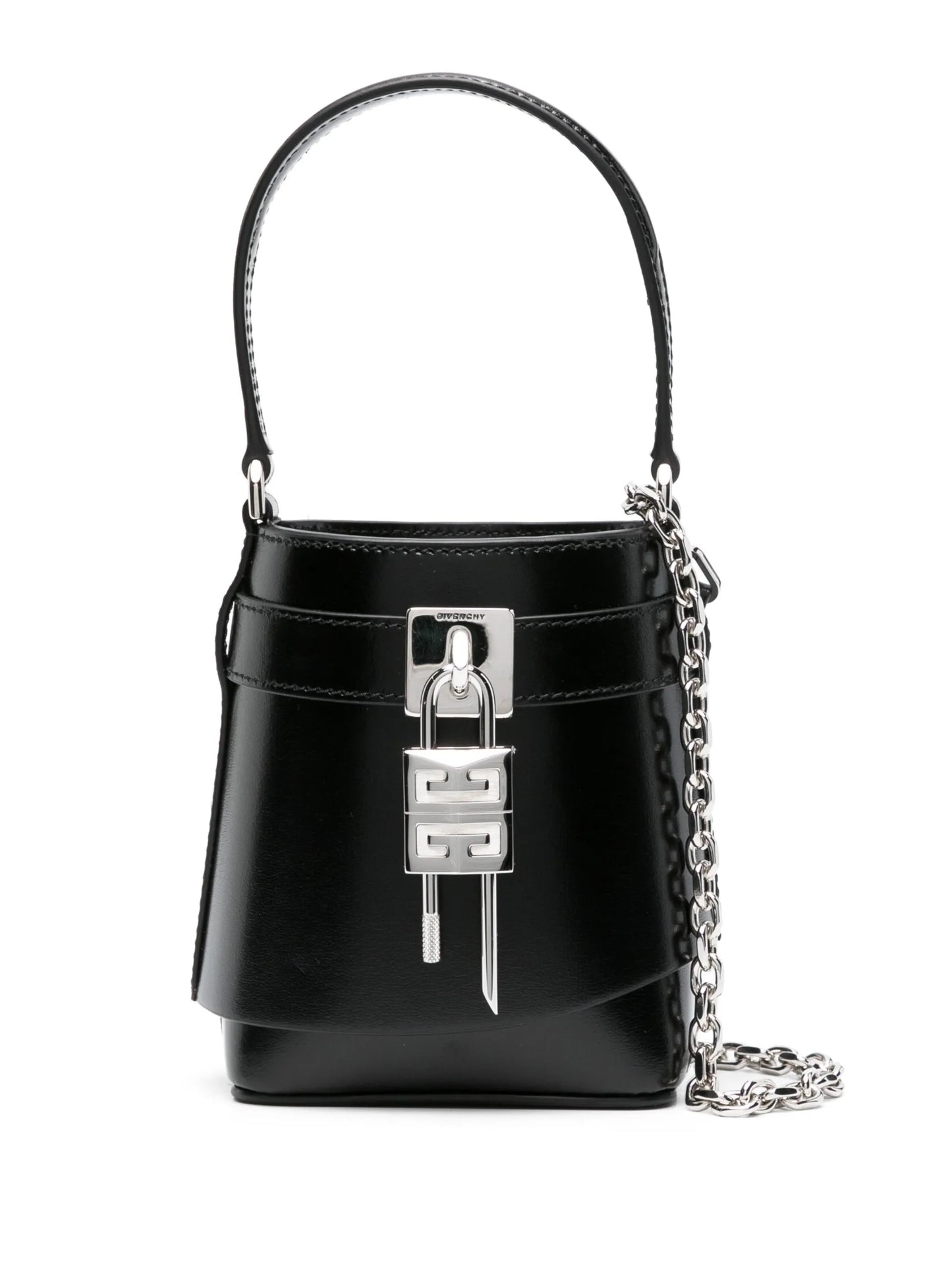 Shark Lock leather bucket bag