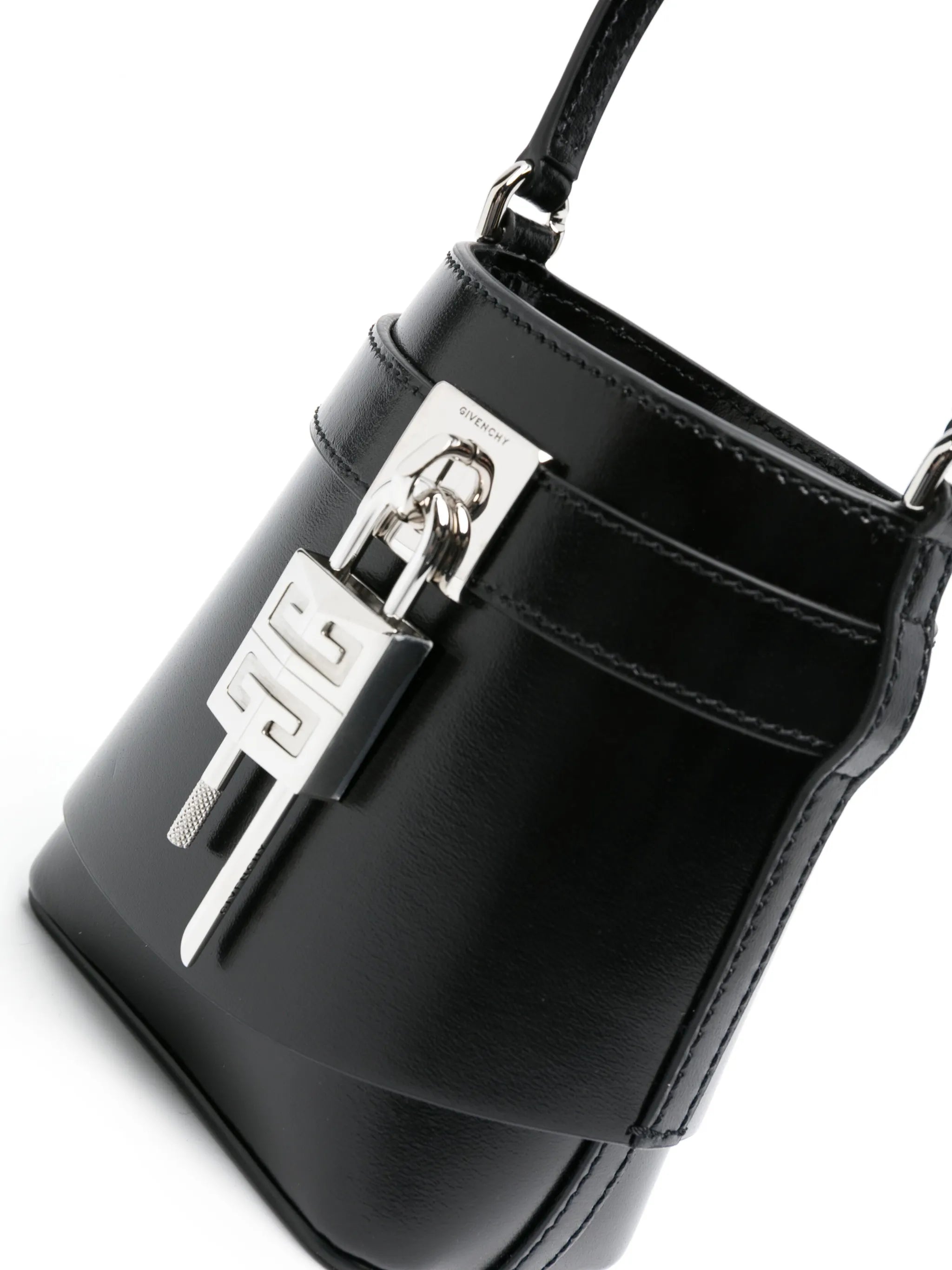 Shark Lock leather bucket bag