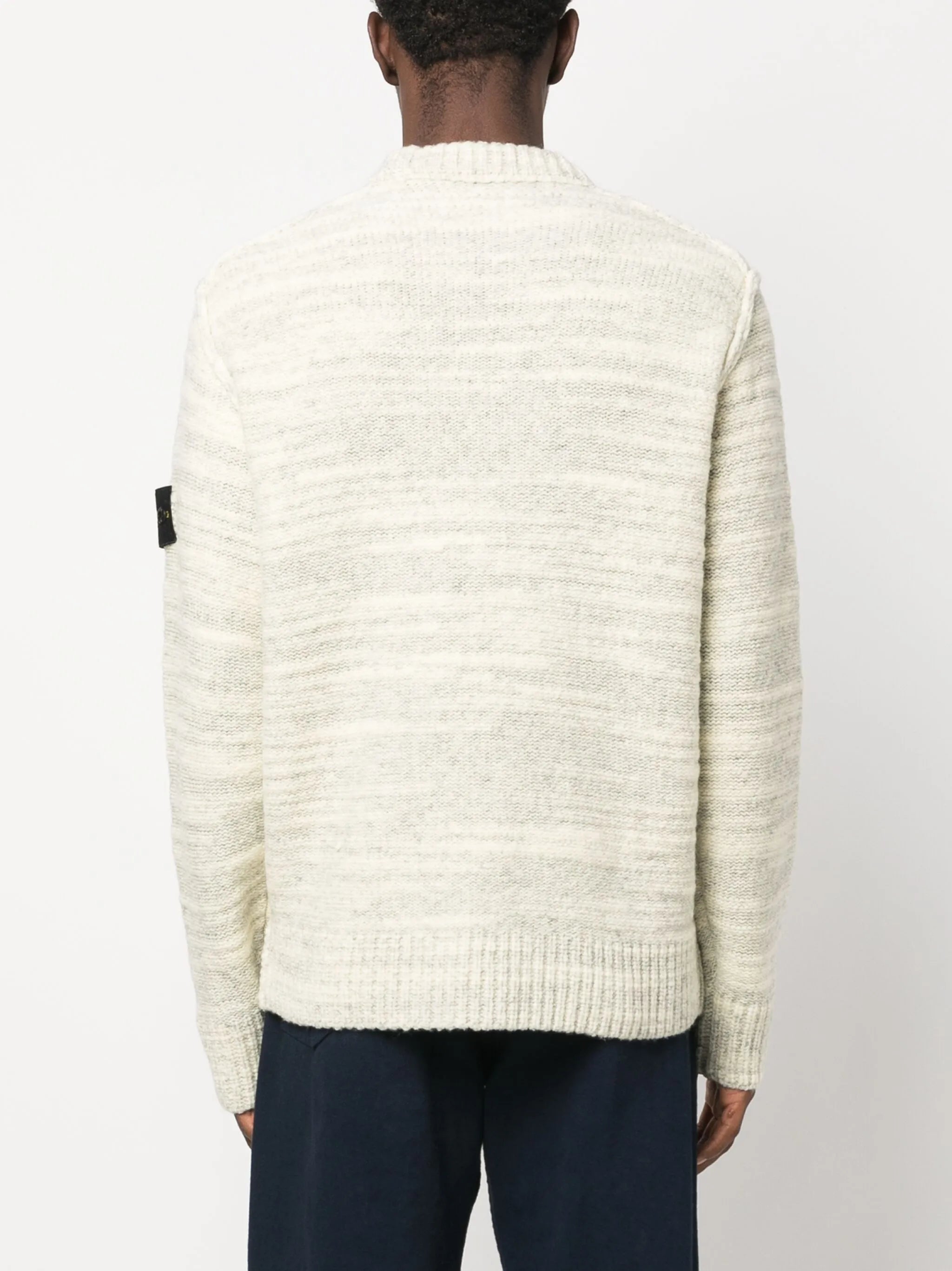 Compass-motif slub jumper