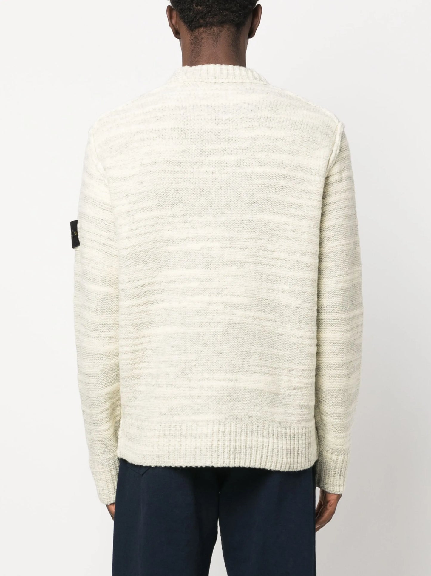 Compass-motif slub jumper