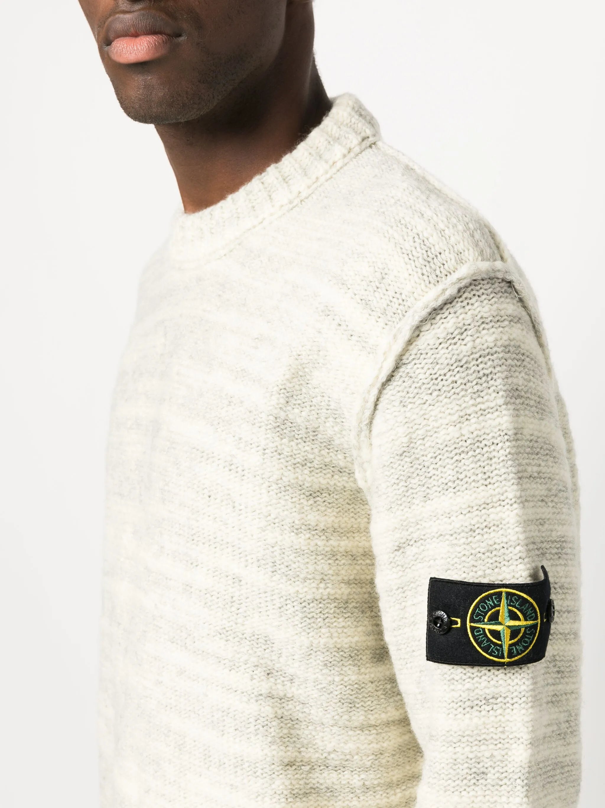Compass-motif slub jumper