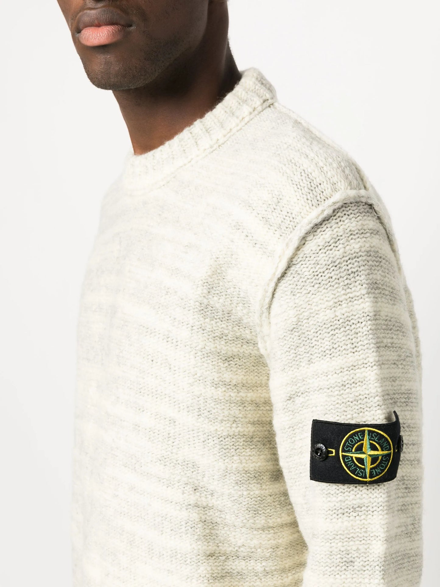Compass-motif slub jumper
