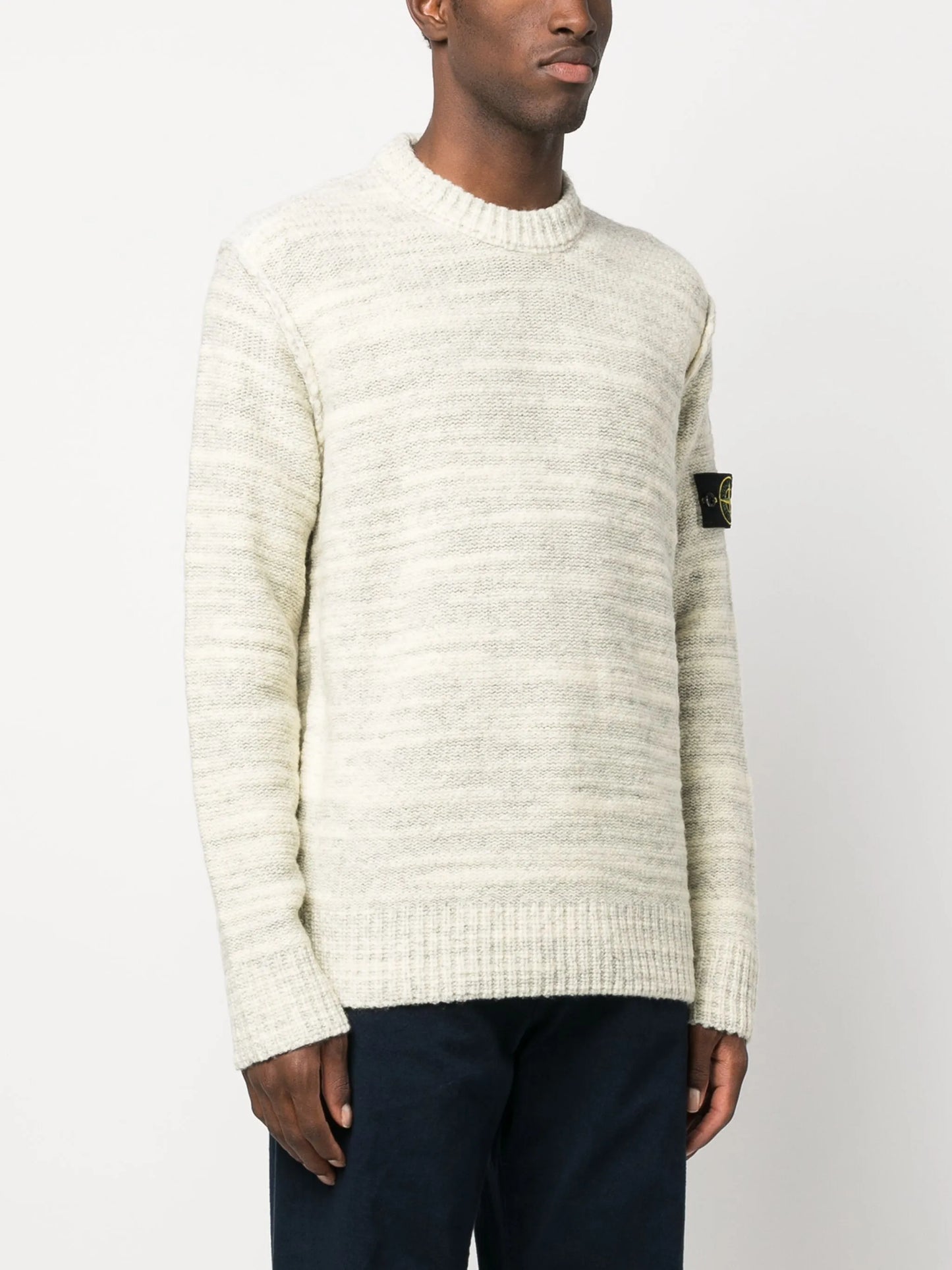 Compass-motif slub jumper