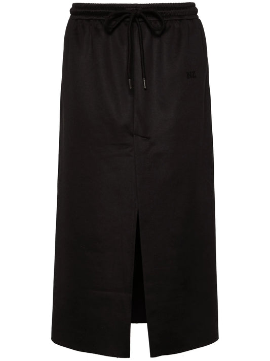 Techno cotton blend midi skirt