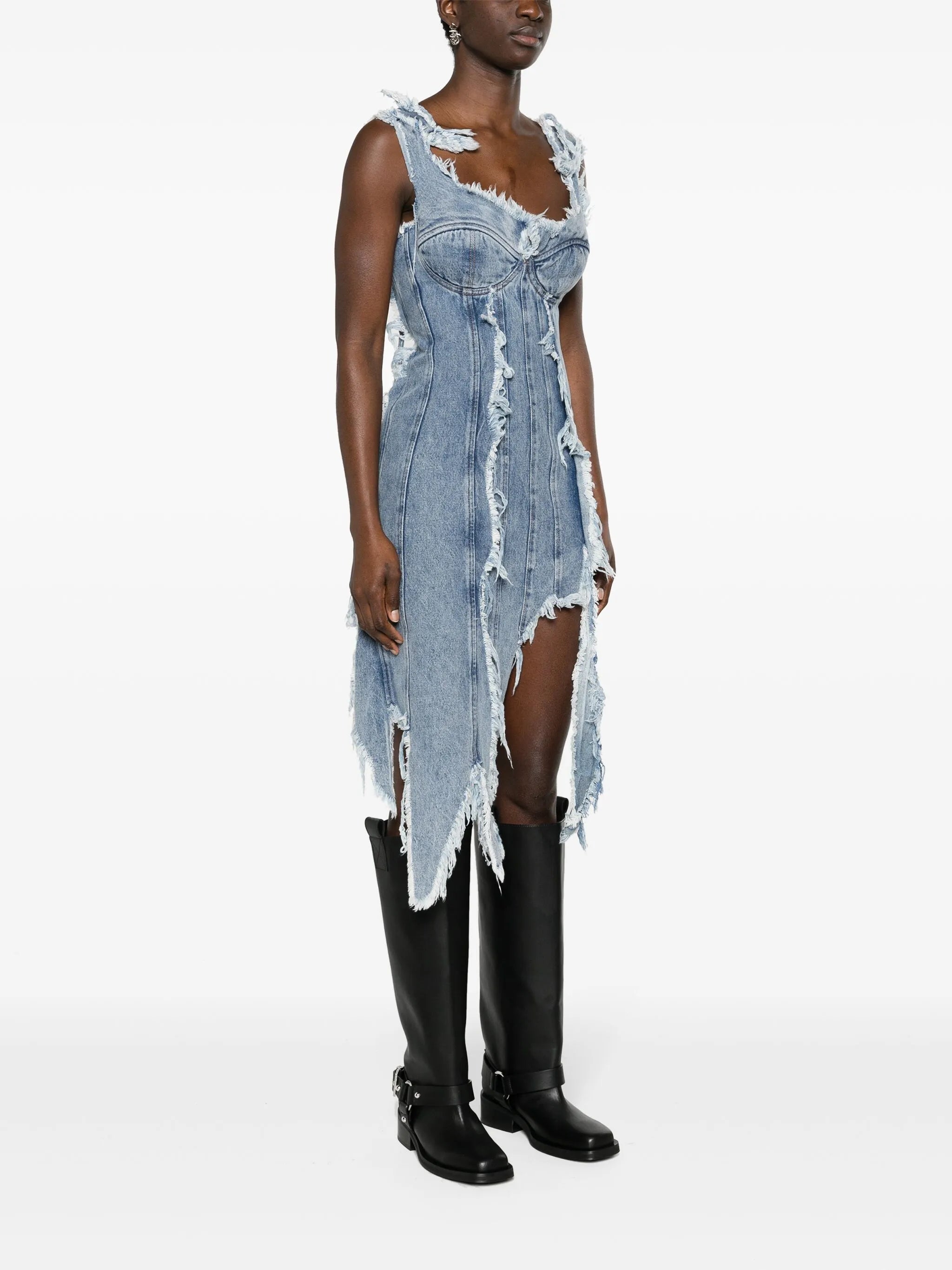 distressed denim minidress