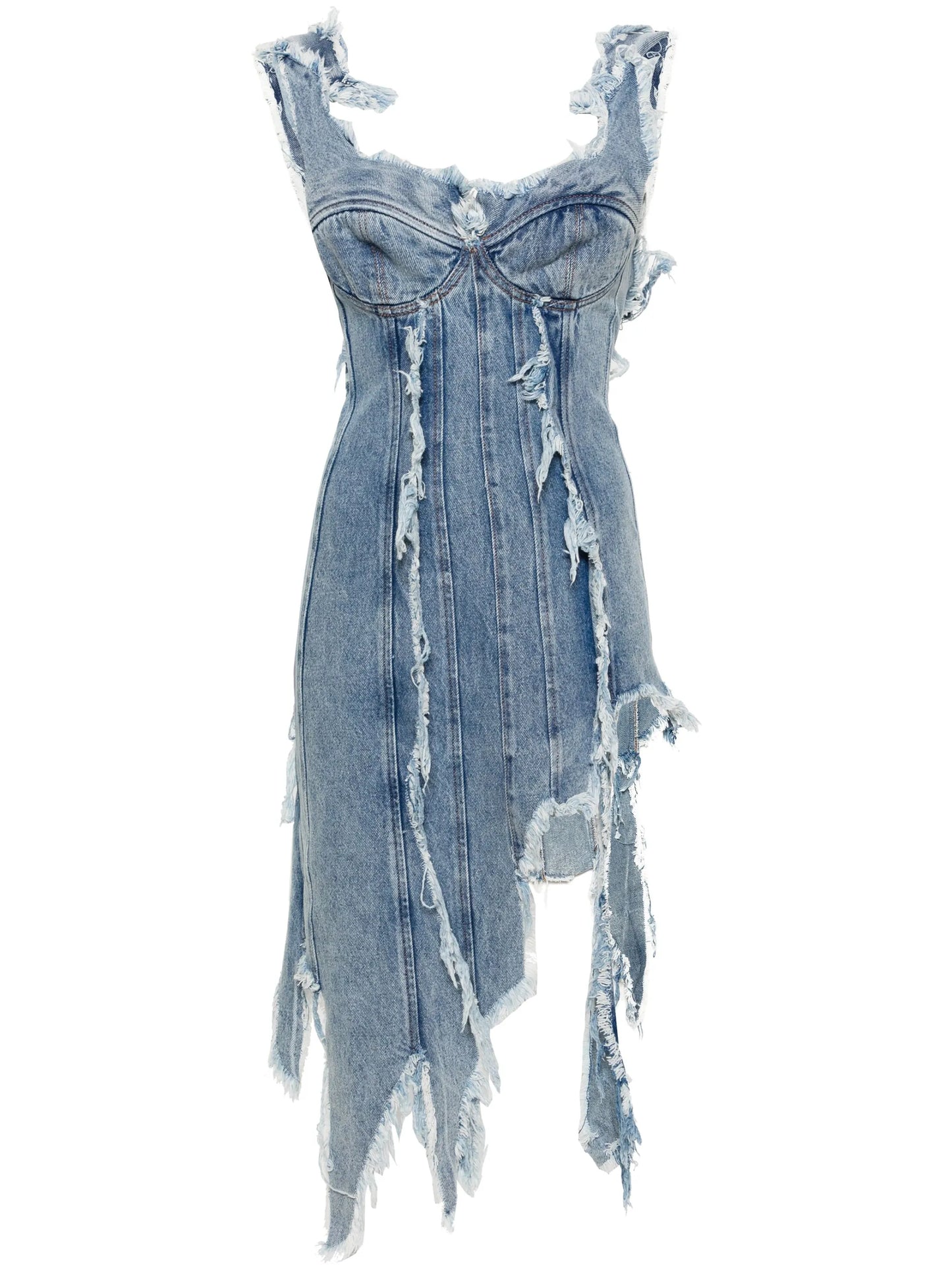 distressed denim minidress