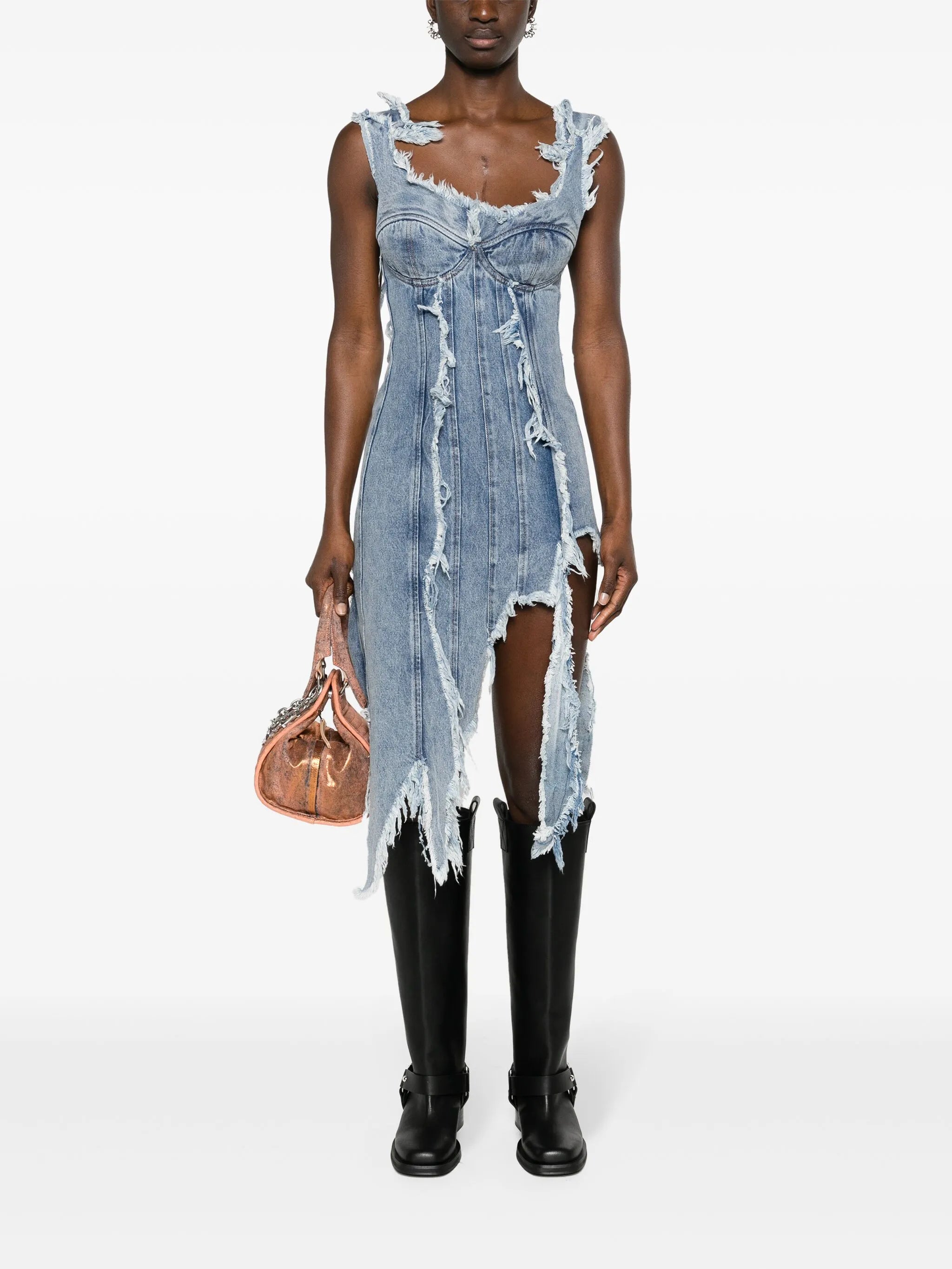 distressed denim minidress