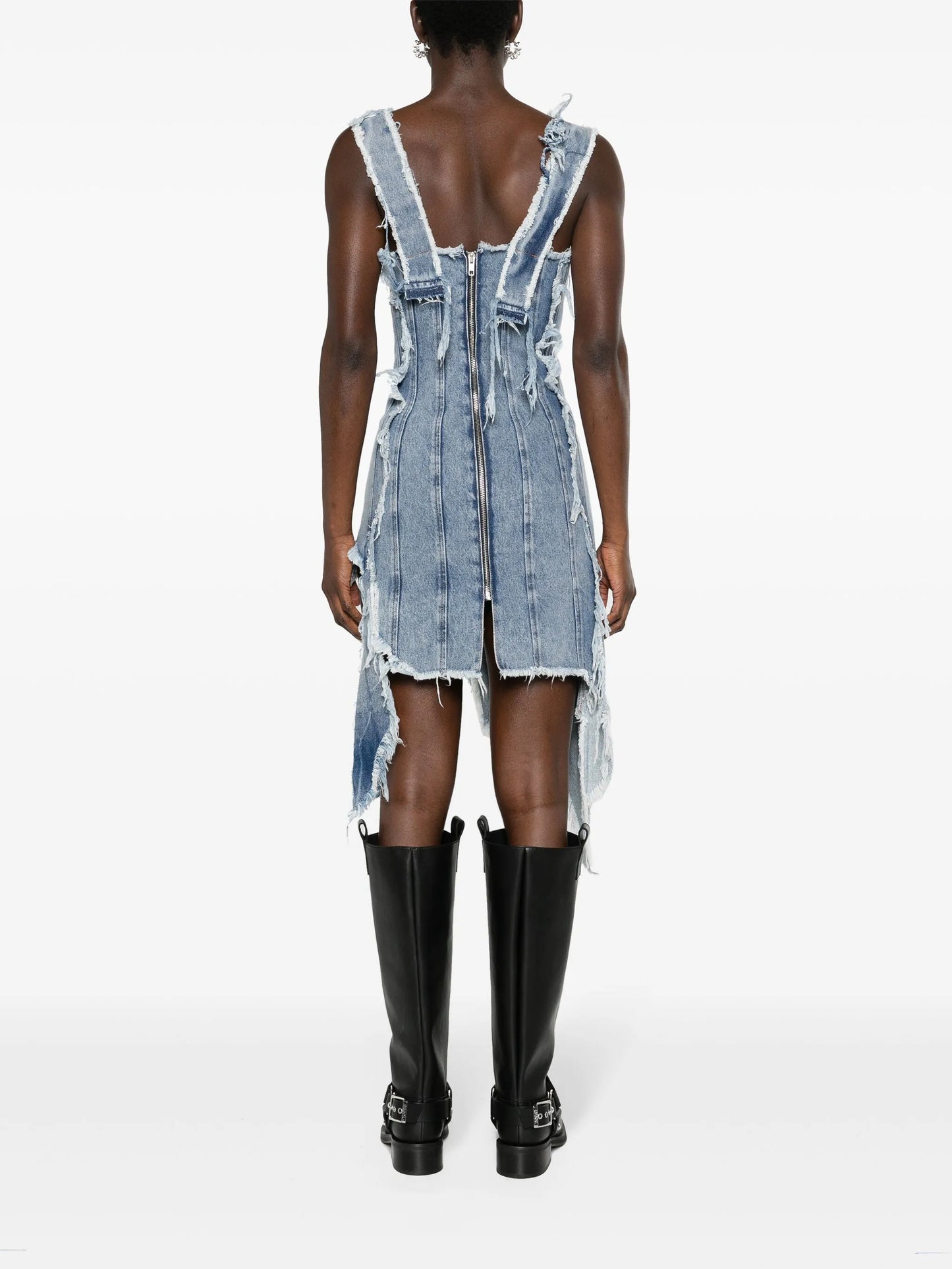 distressed denim minidress