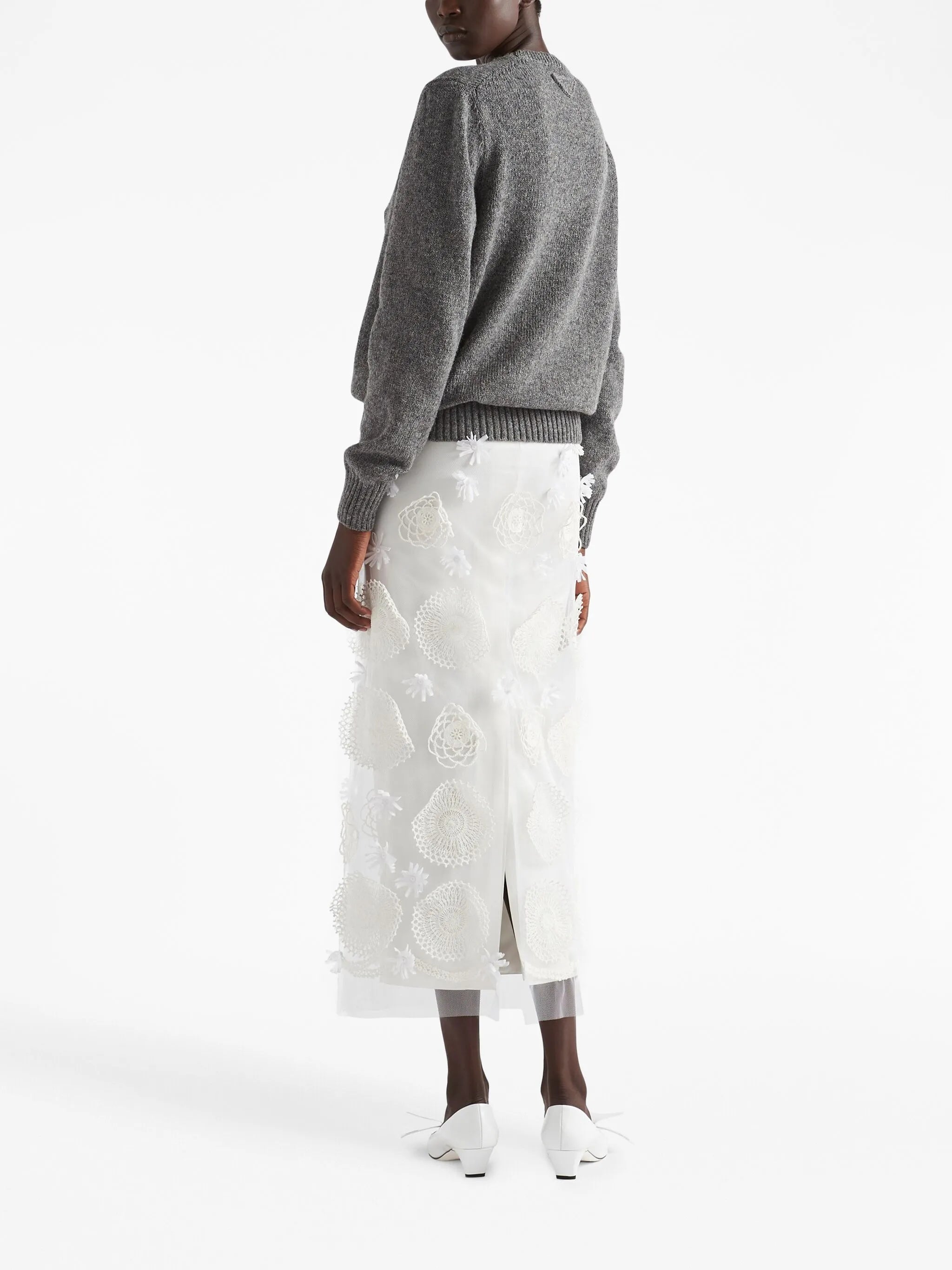 embroidered duchesse maxi-skirt