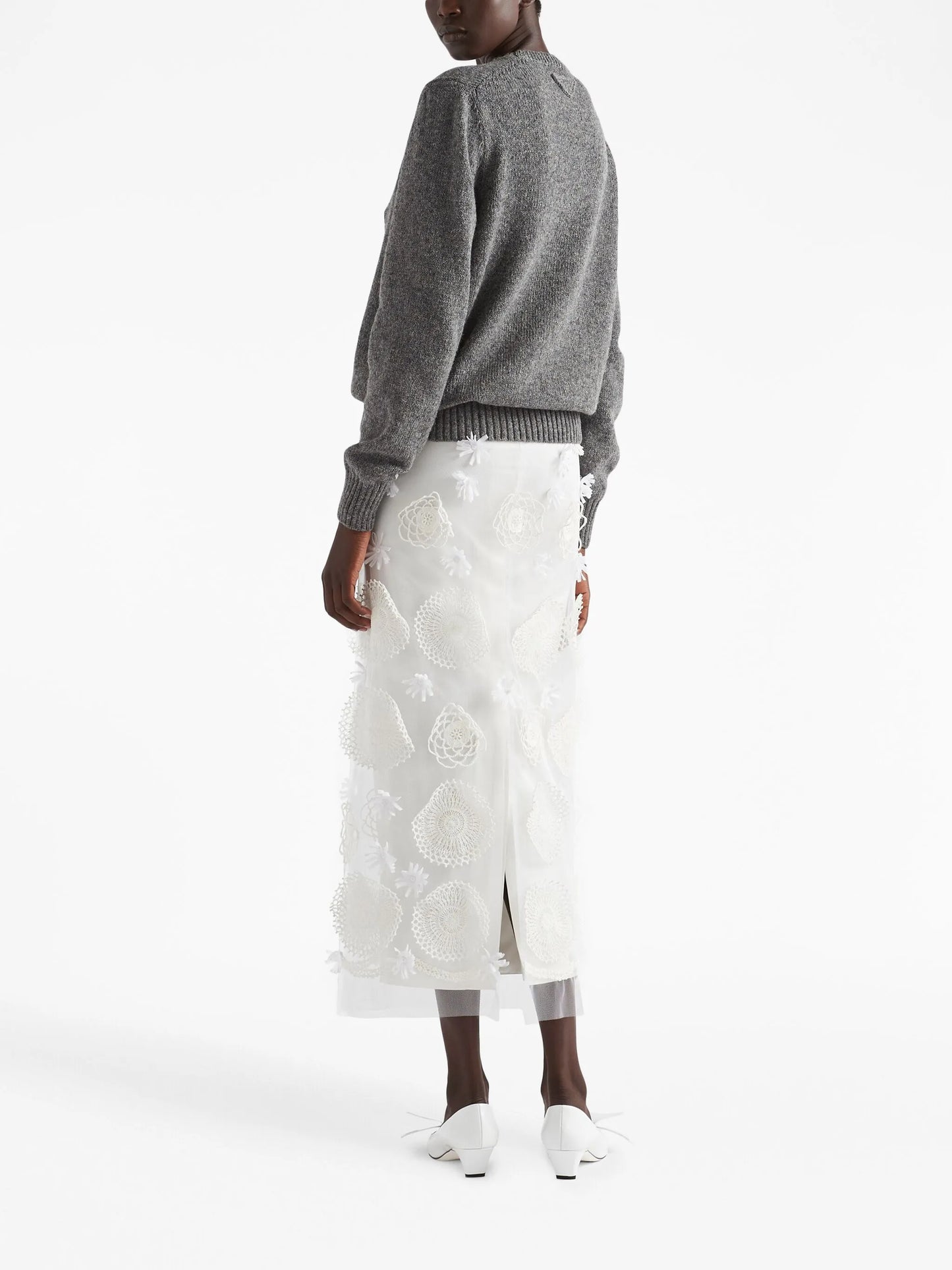 embroidered duchesse maxi-skirt