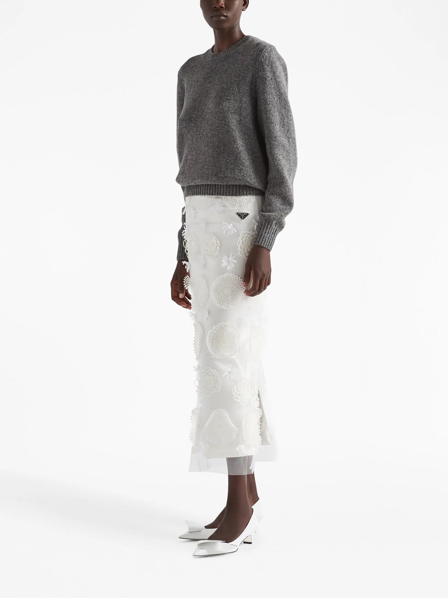 embroidered duchesse maxi-skirt