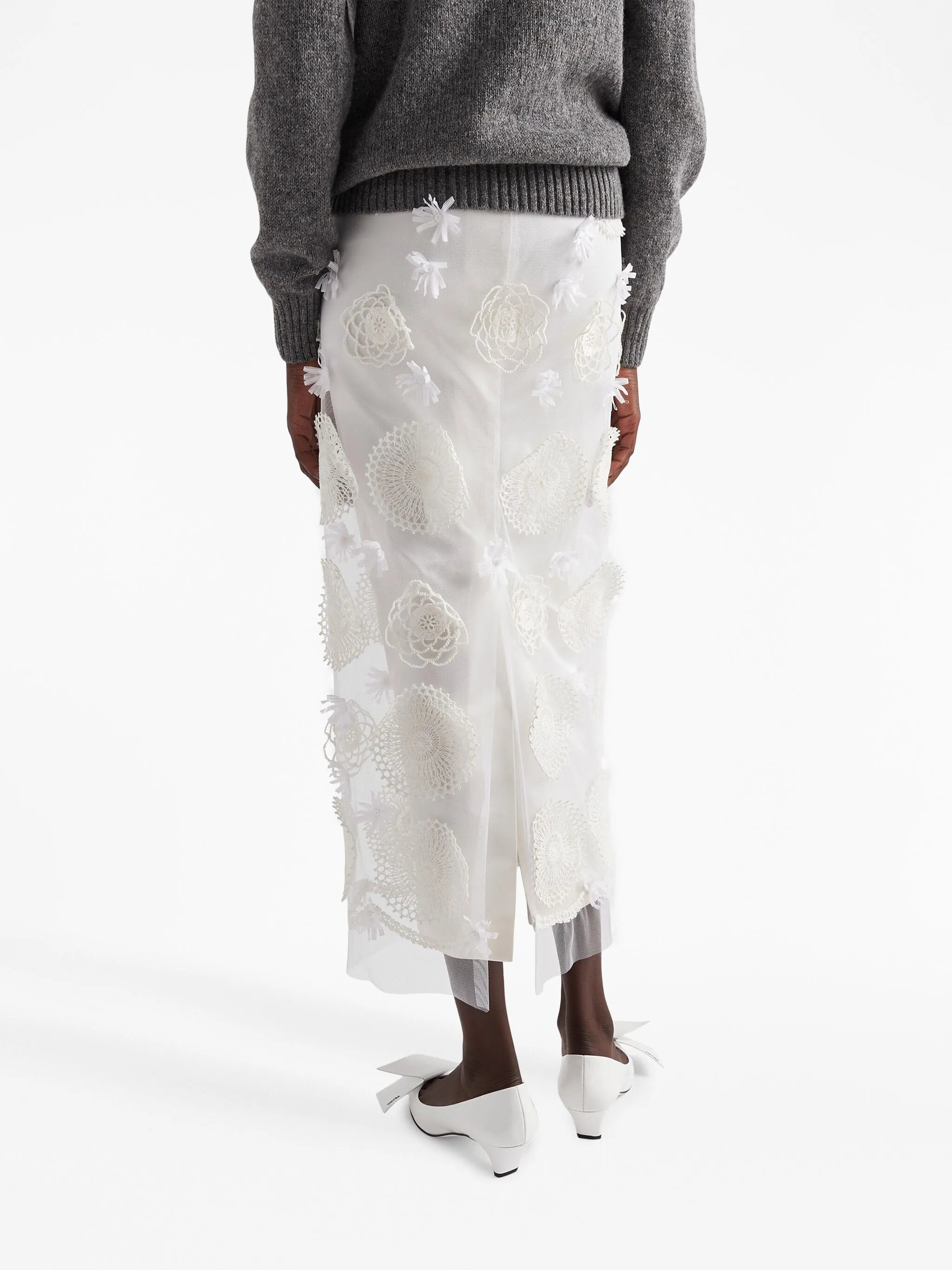 embroidered duchesse maxi-skirt
