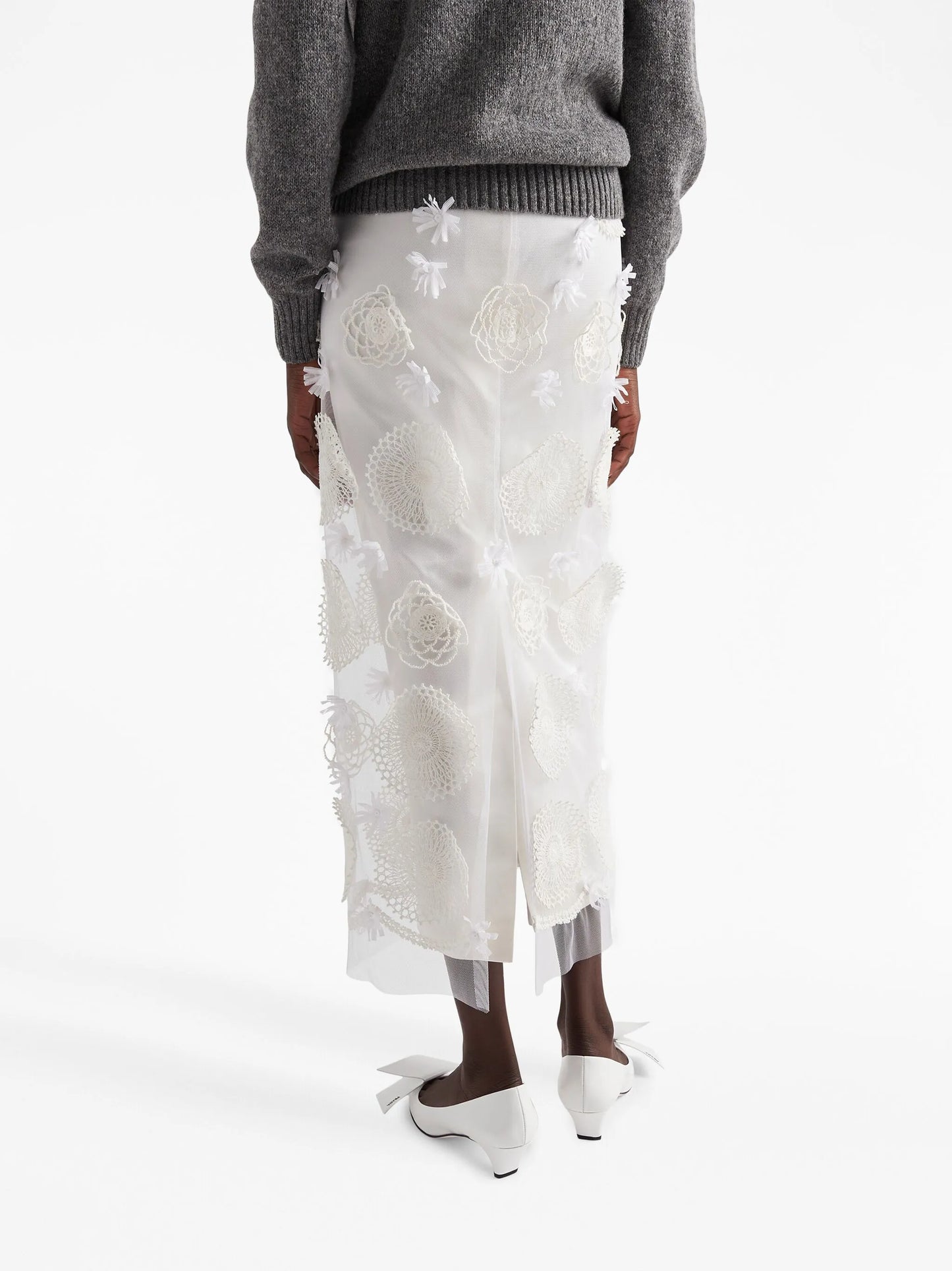 embroidered duchesse maxi-skirt