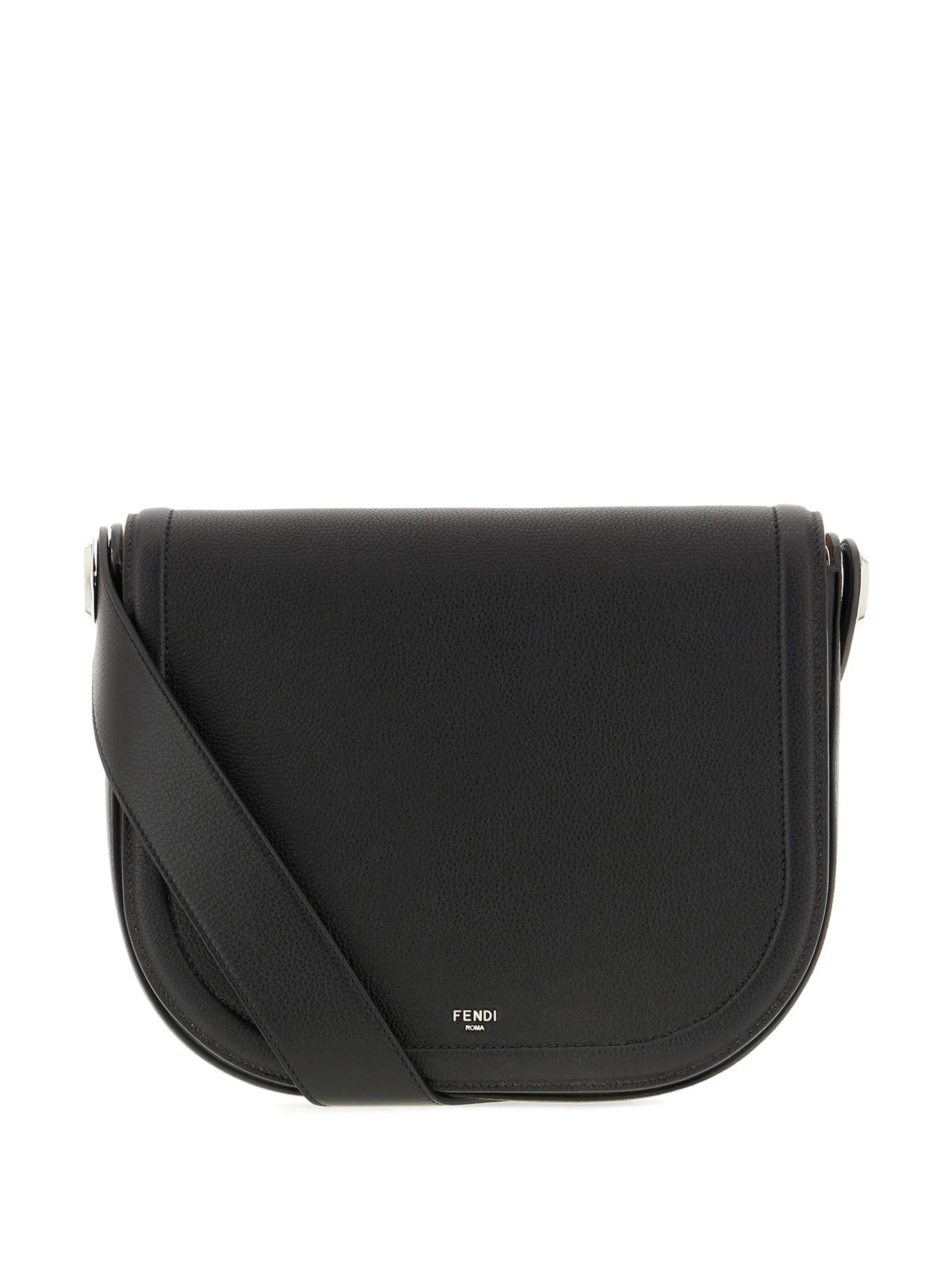 grained leather messenger bag