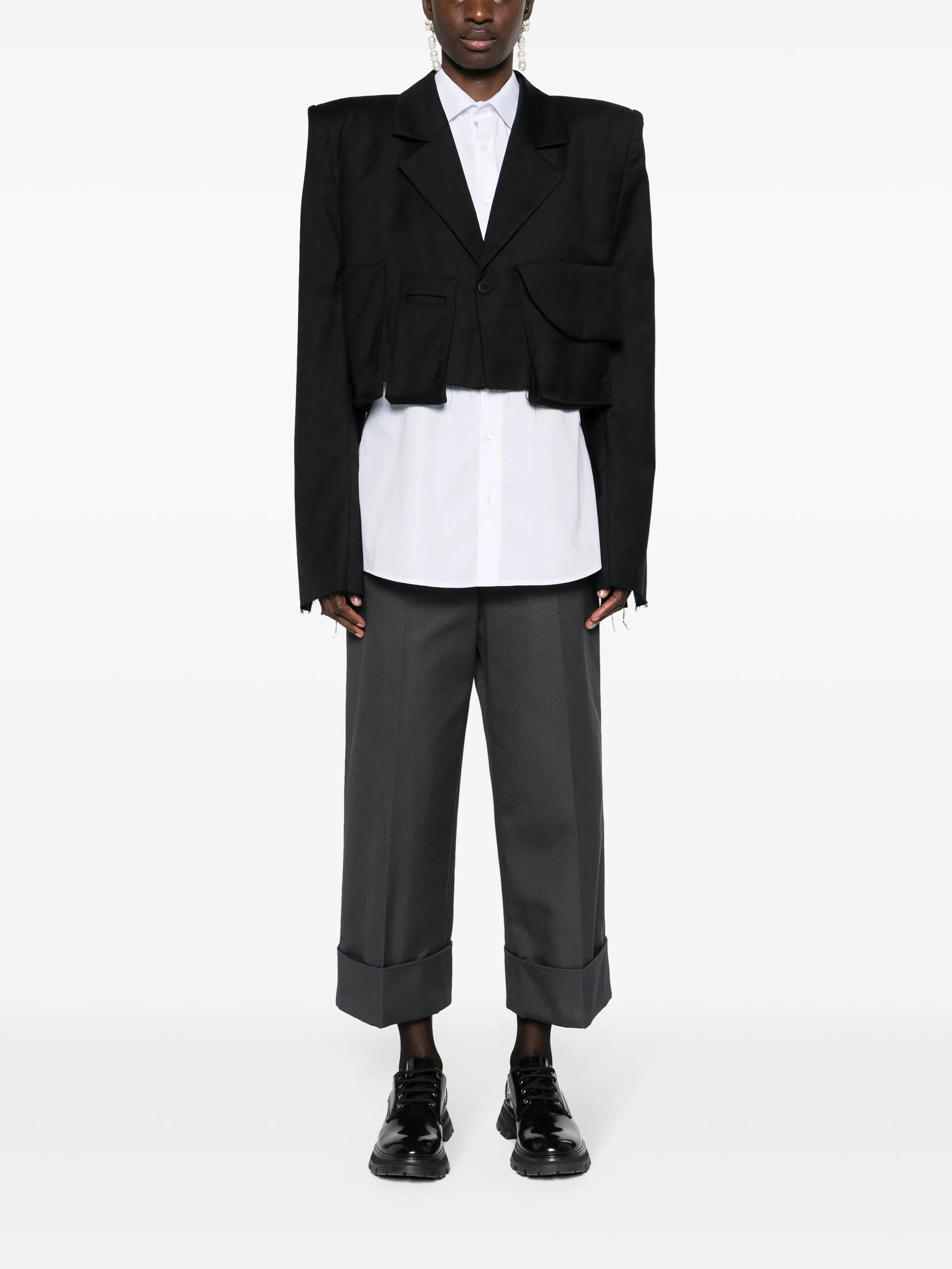 cropped wool blazer