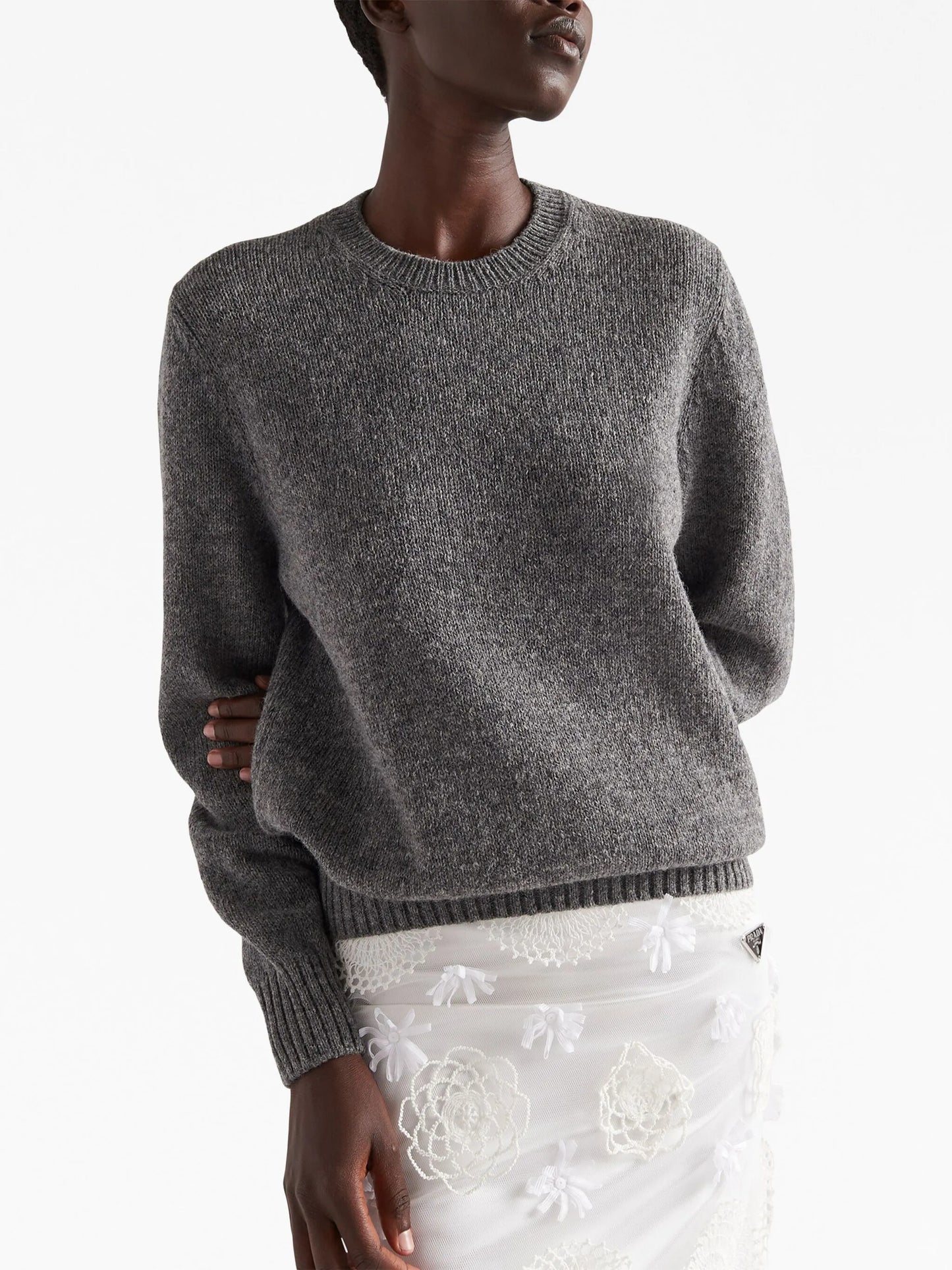 grey crew neck sweater