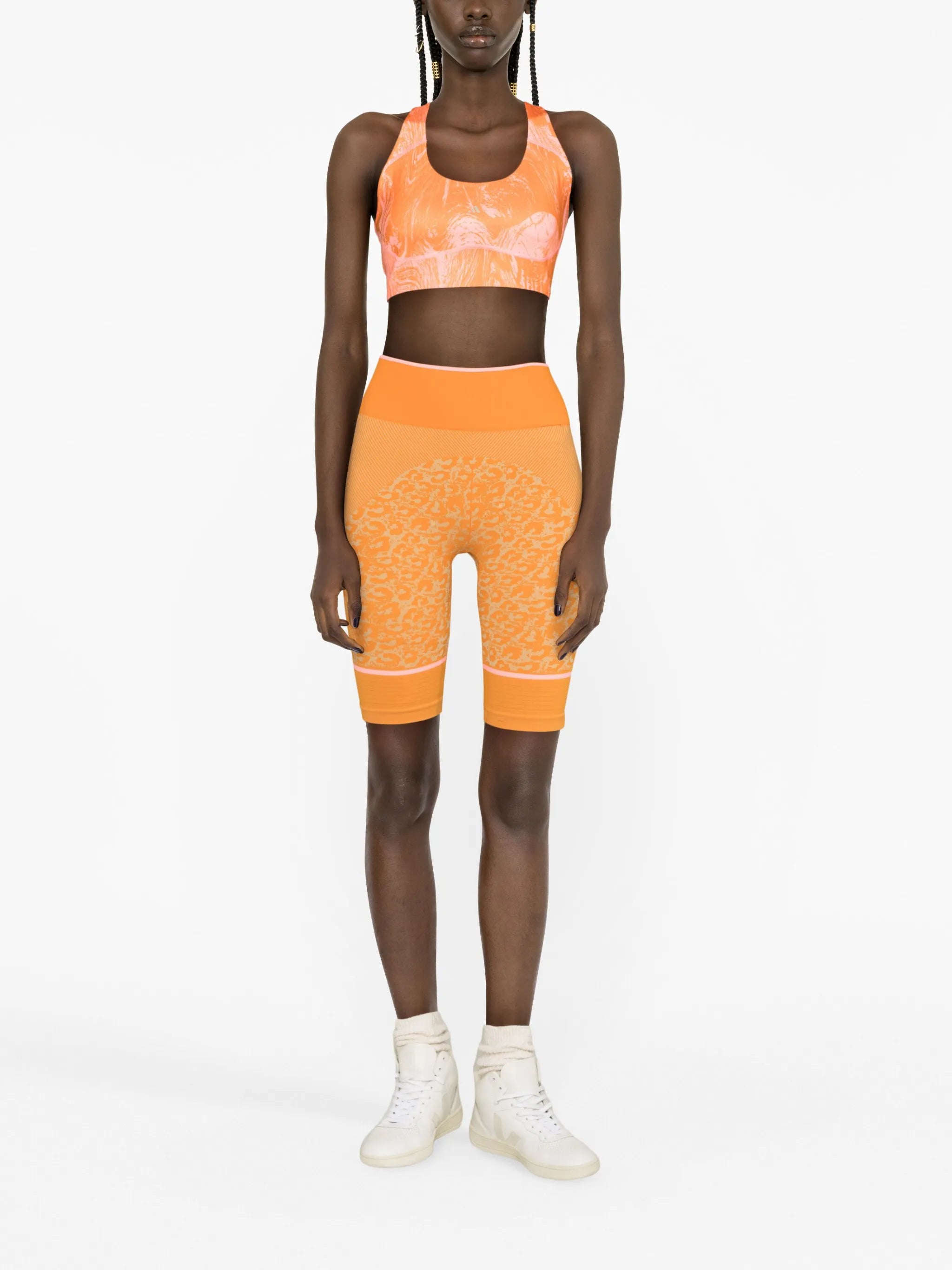 leopard-print seamless cycling shorts