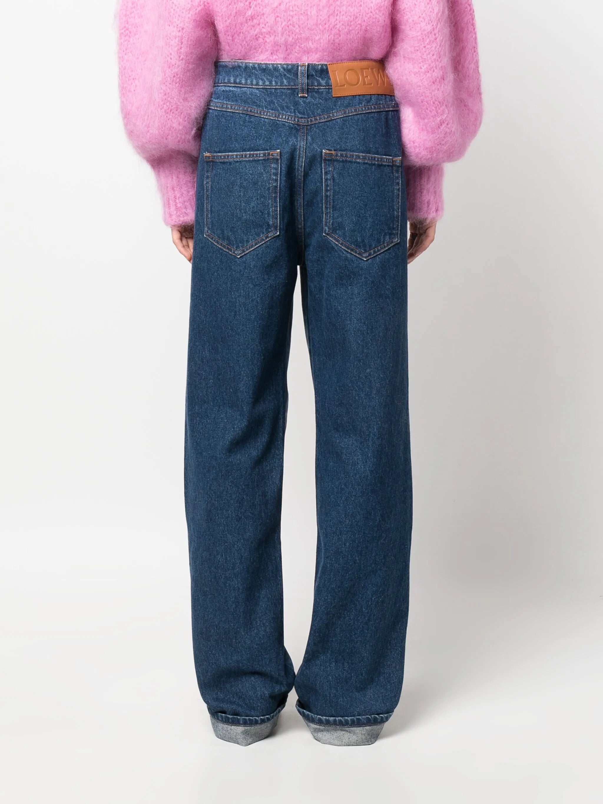 Deconstructed wide-leg jeans