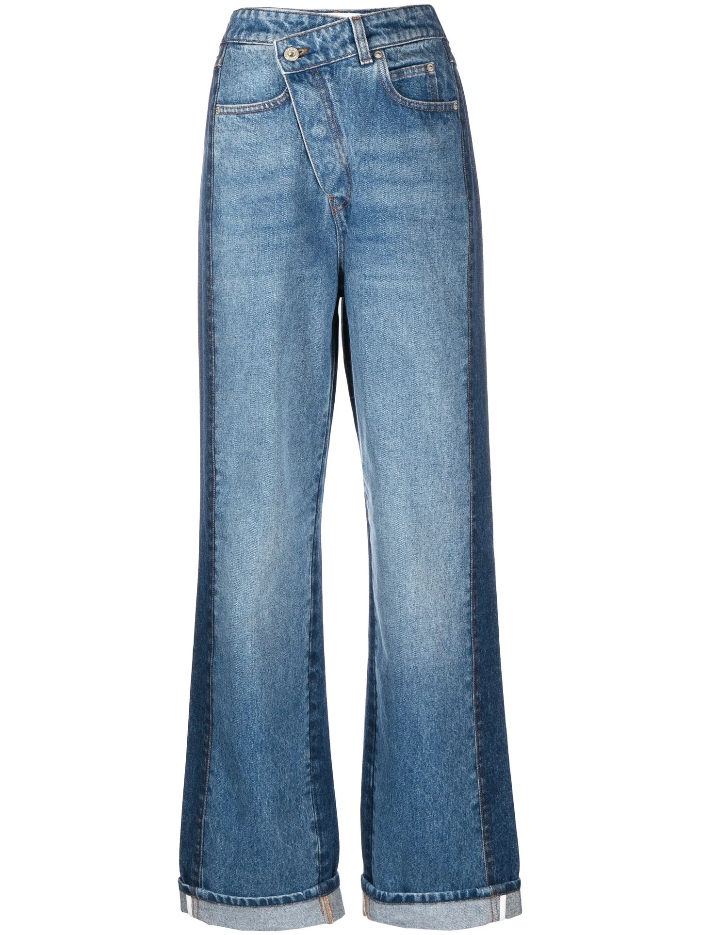 Deconstructed wide-leg jeans