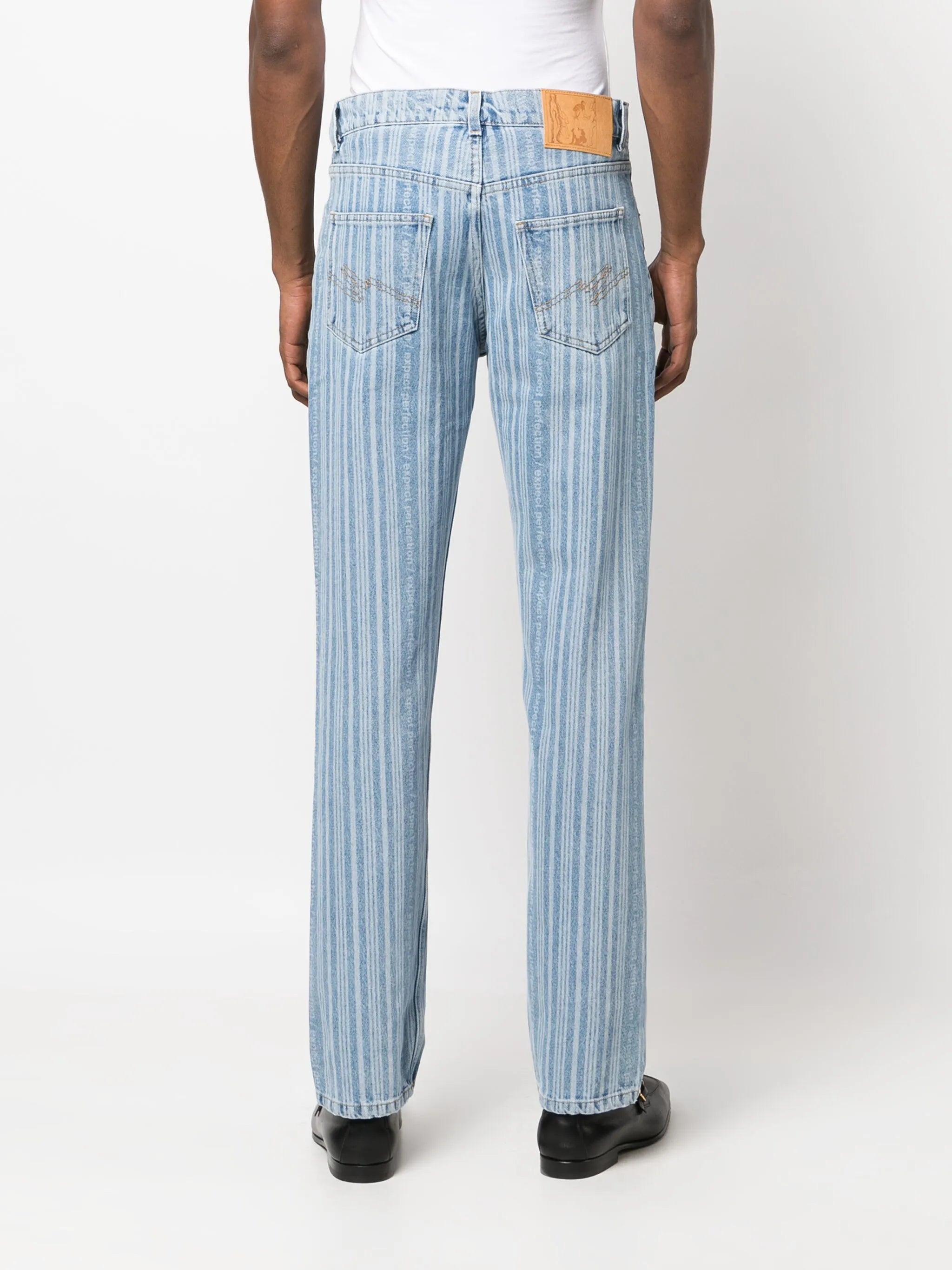 striped straight-leg jeans