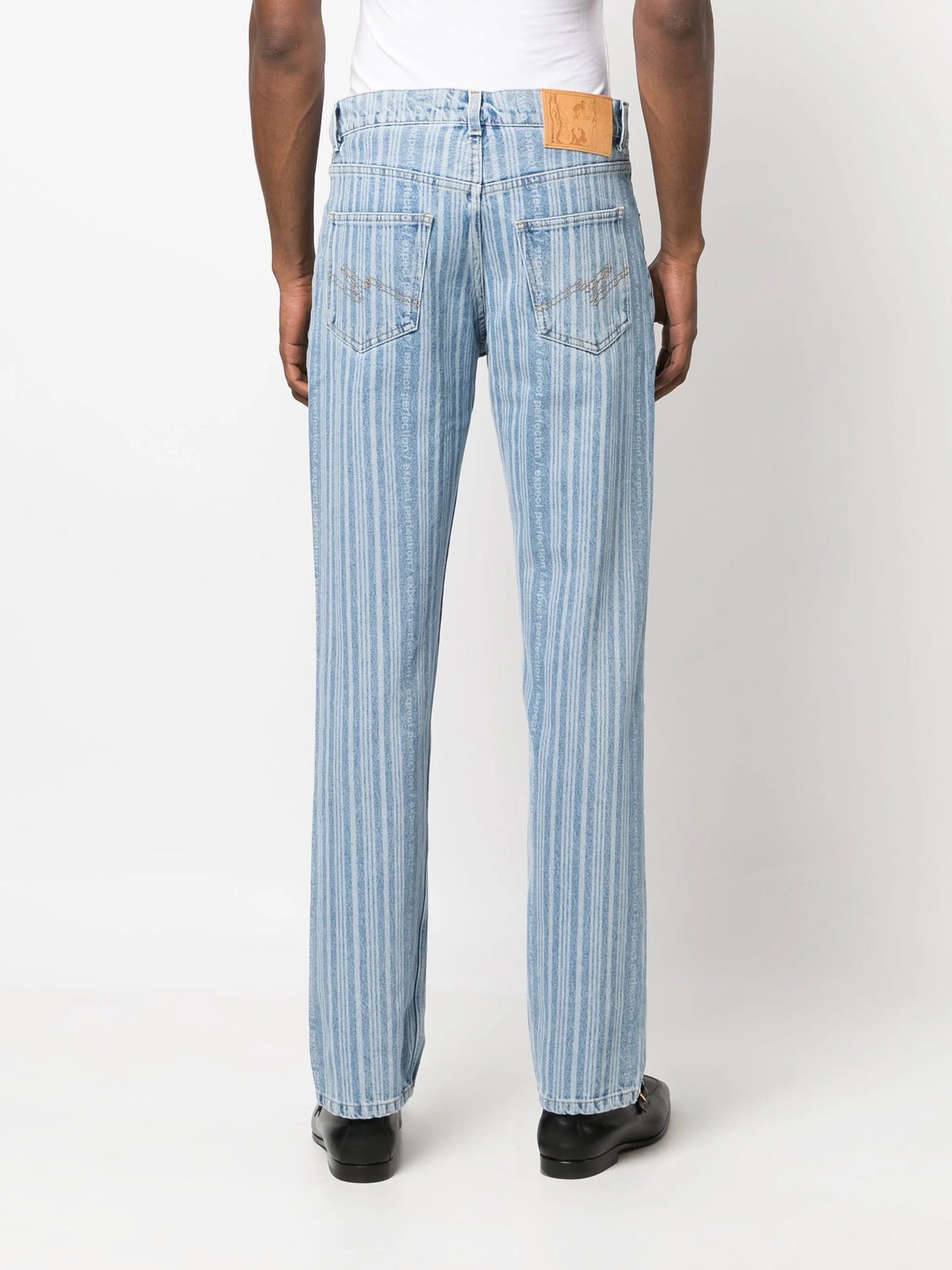 striped straight-leg jeans