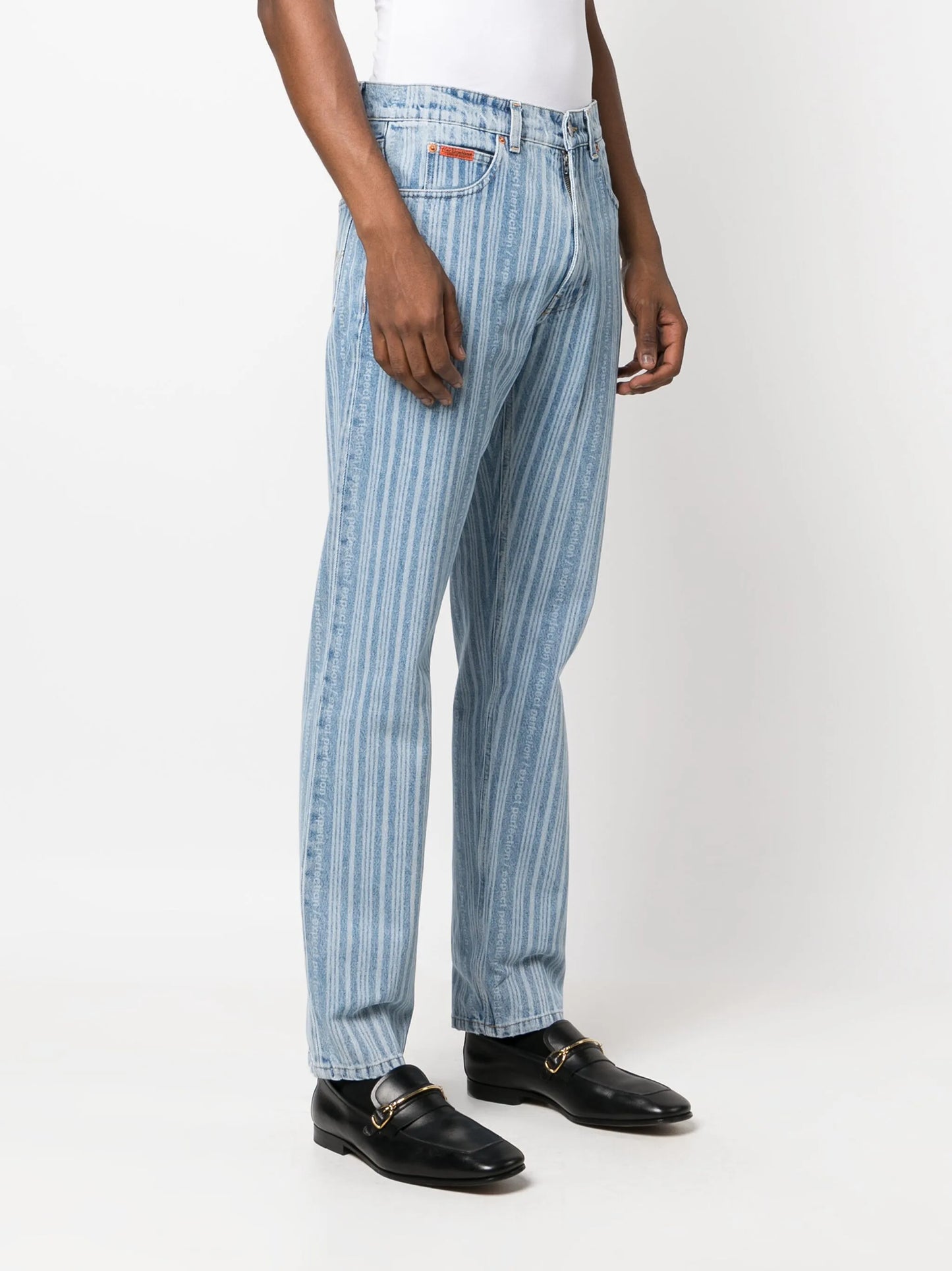 striped straight-leg jeans