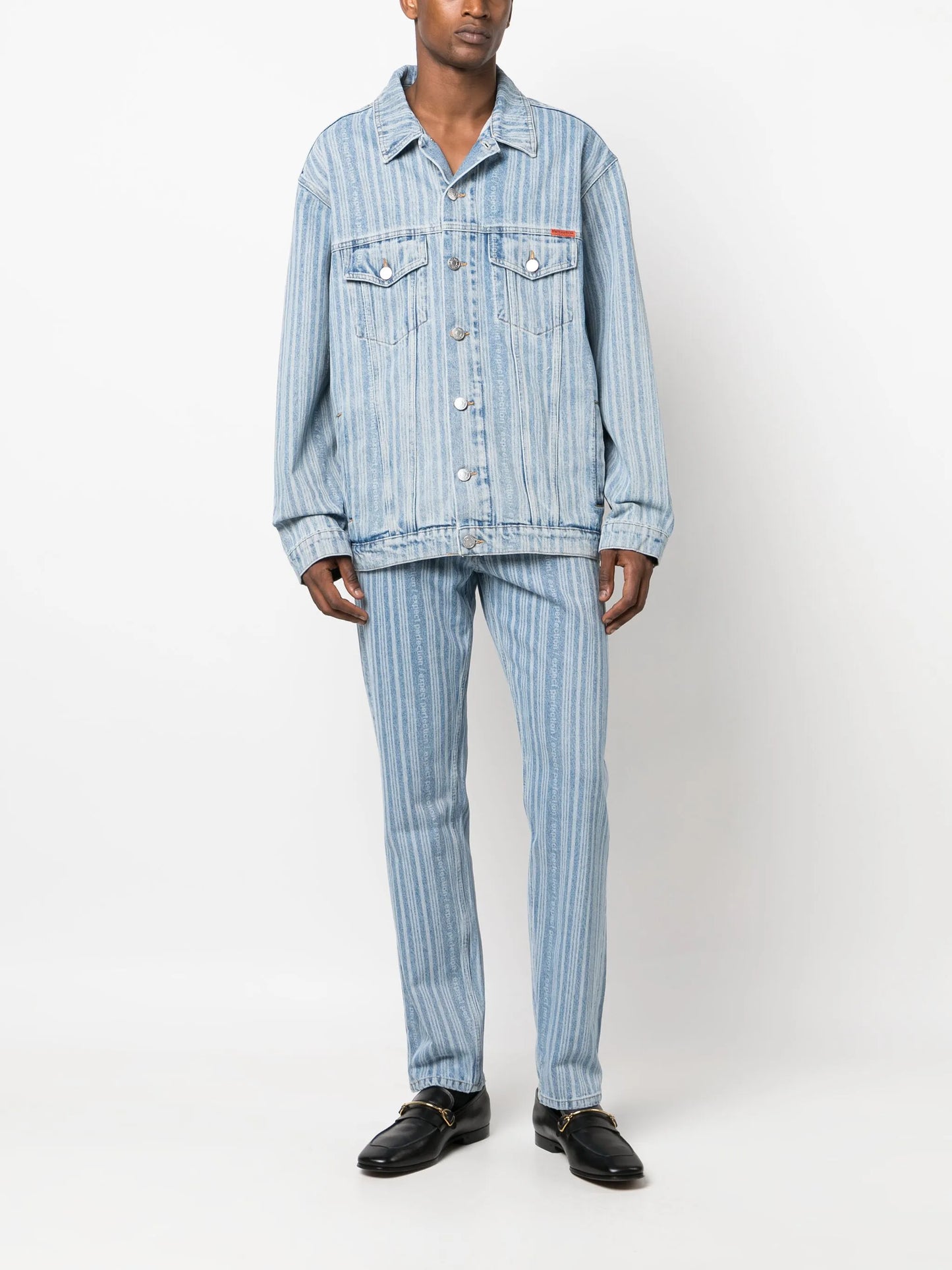 striped straight-leg jeans