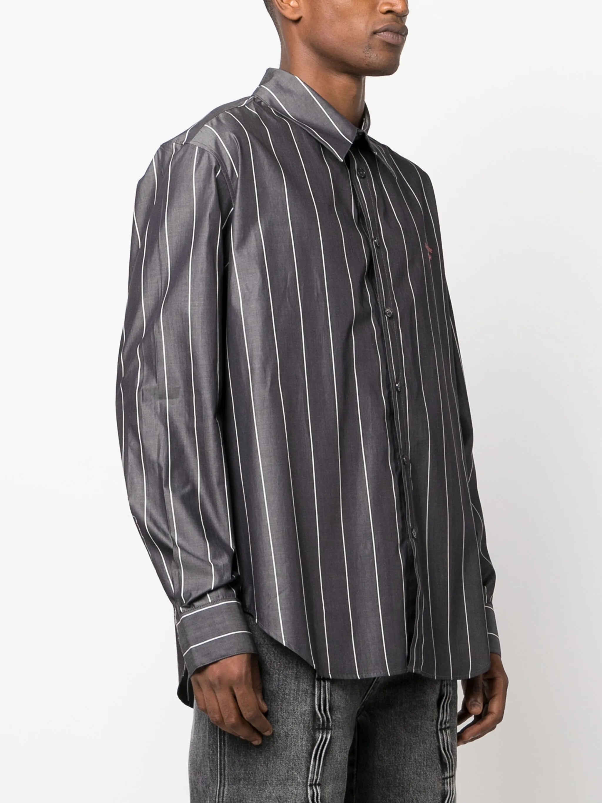 vertical-stripe long-sleeve shirt