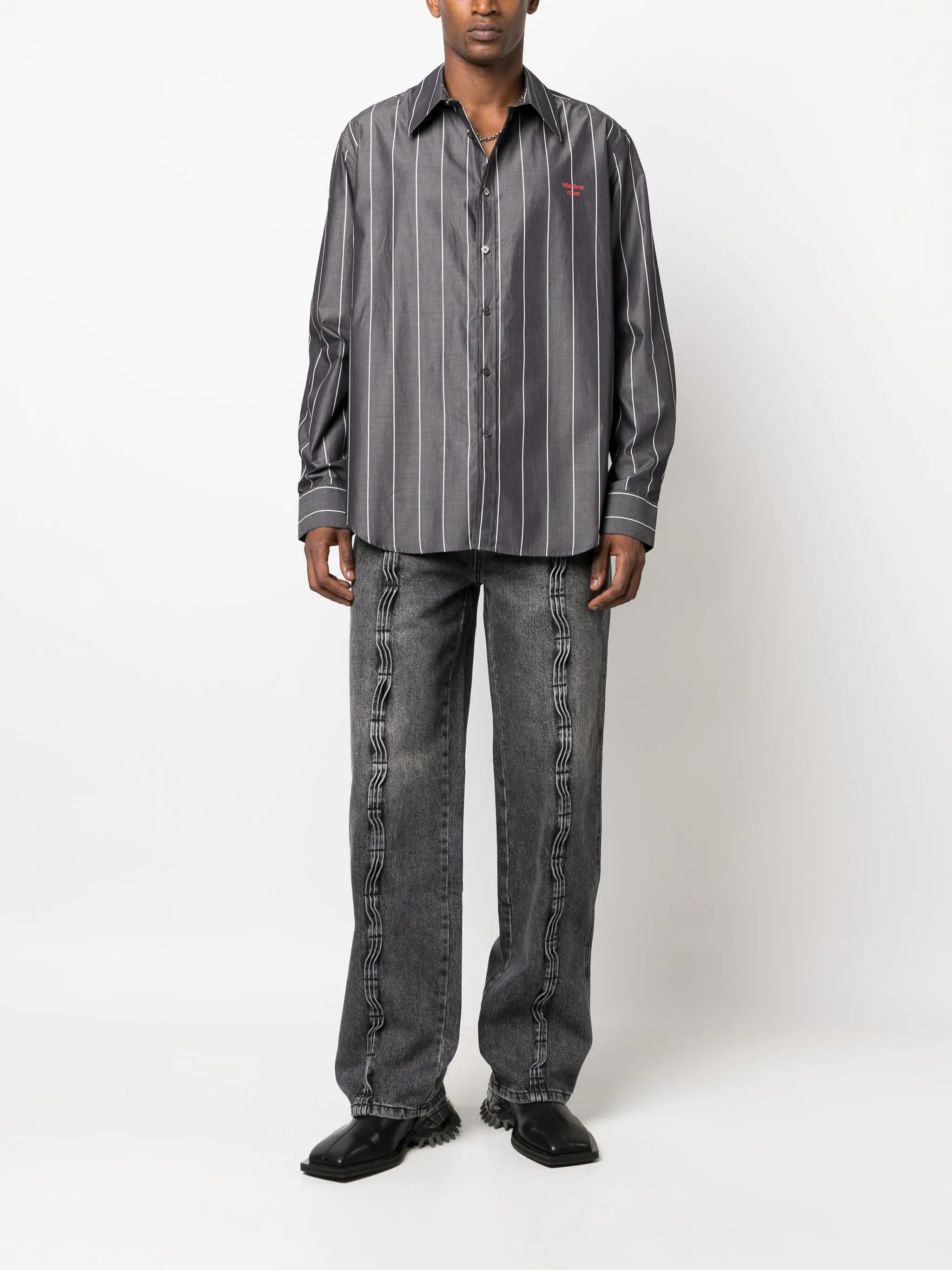 vertical-stripe long-sleeve shirt