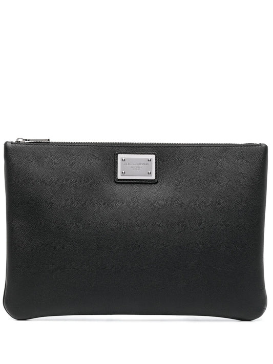 logo-plaque clutch bag