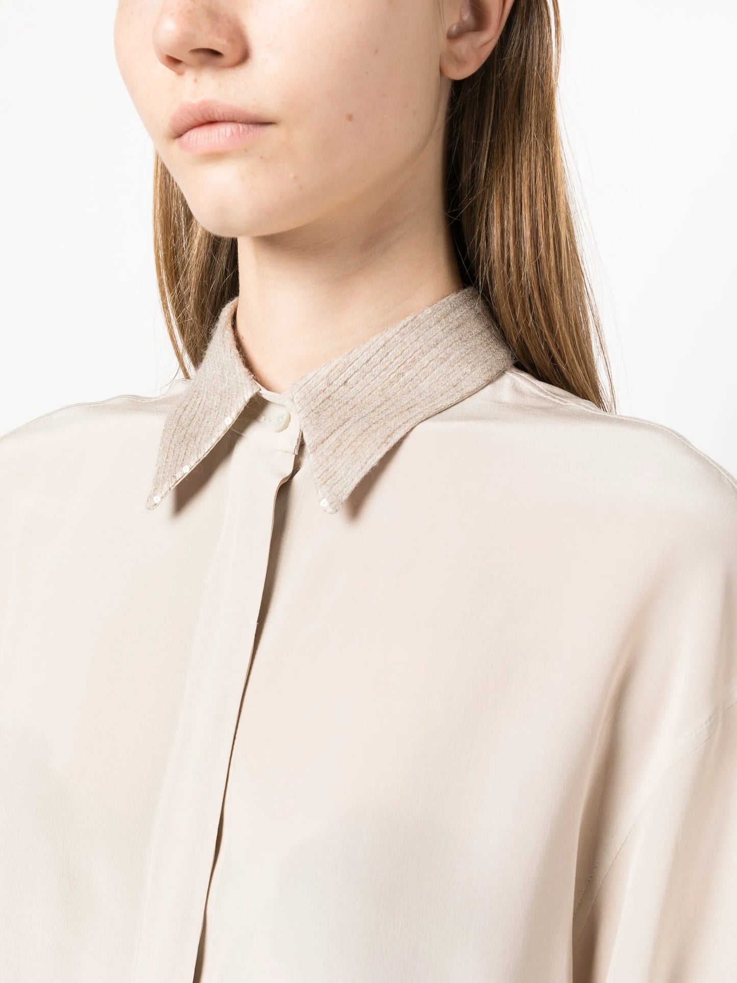 sequin detailing silk shirt