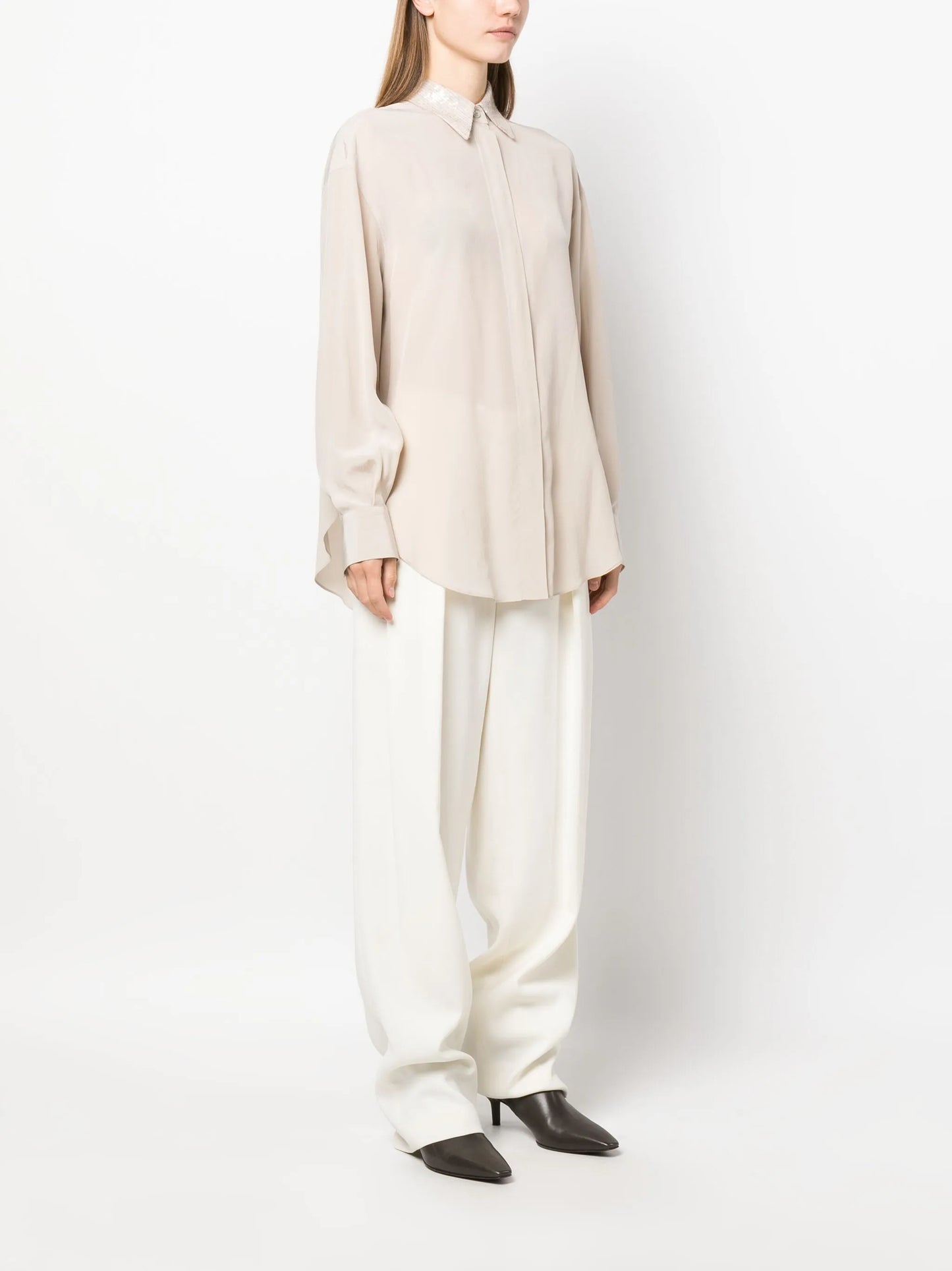 sequin detailing silk shirt
