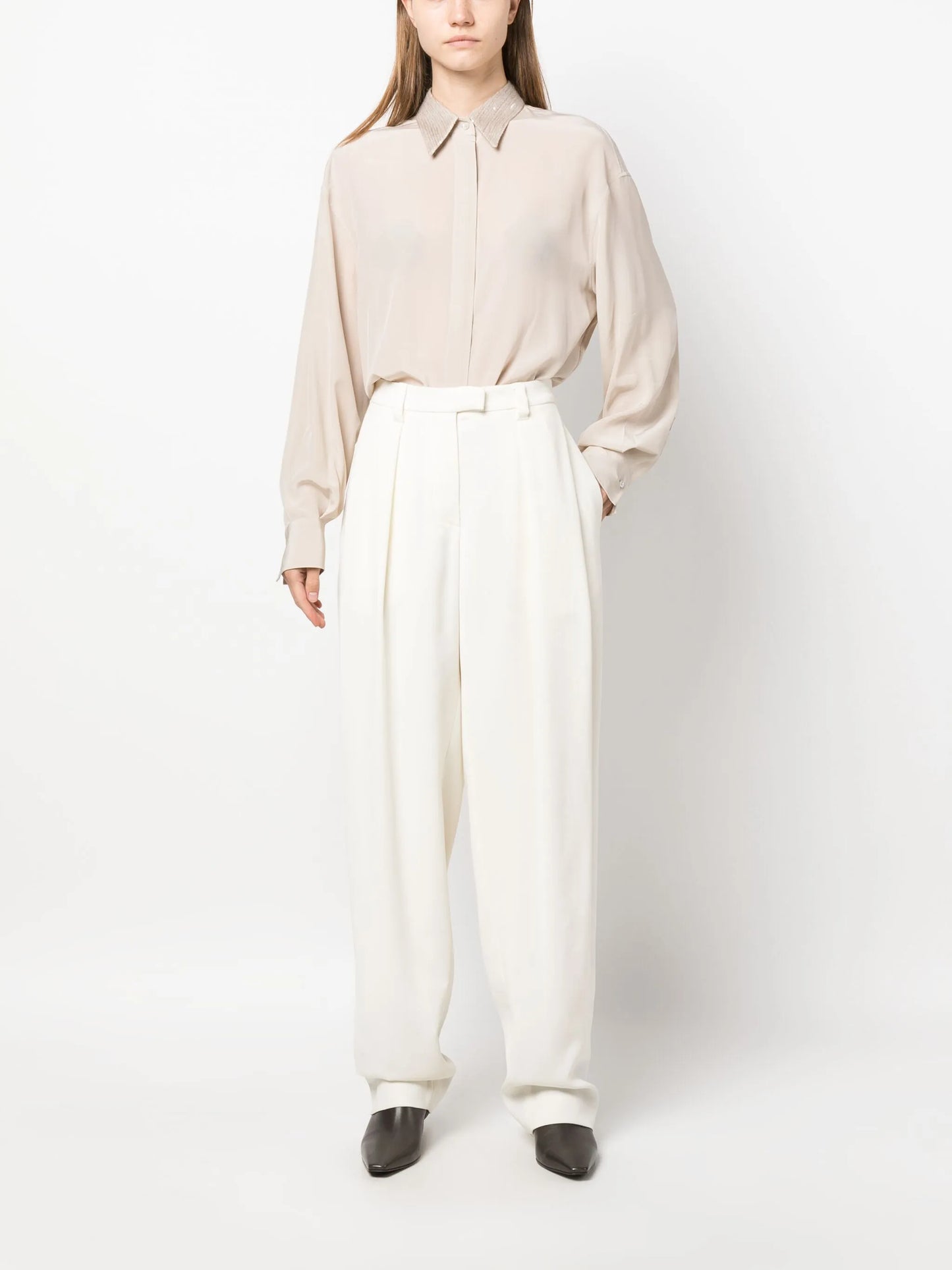 sequin detailing silk shirt