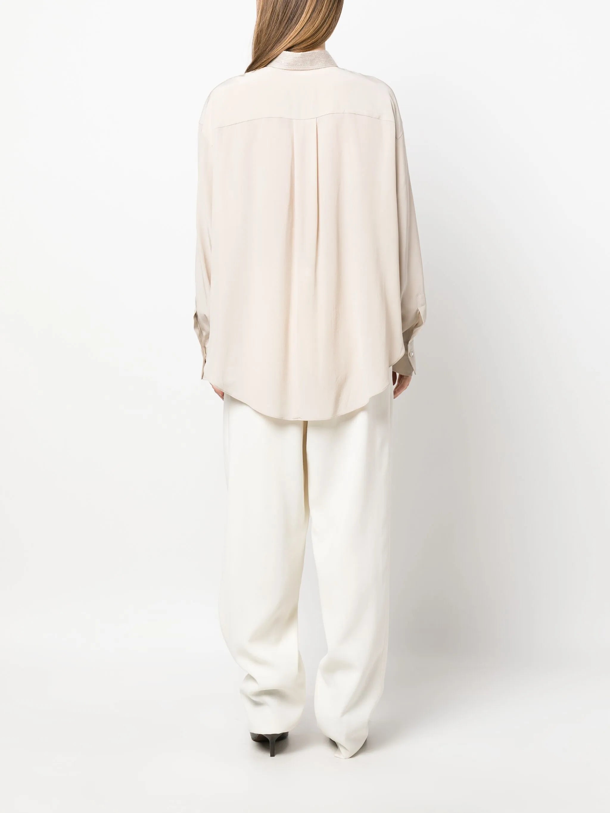 sequin detailing silk shirt