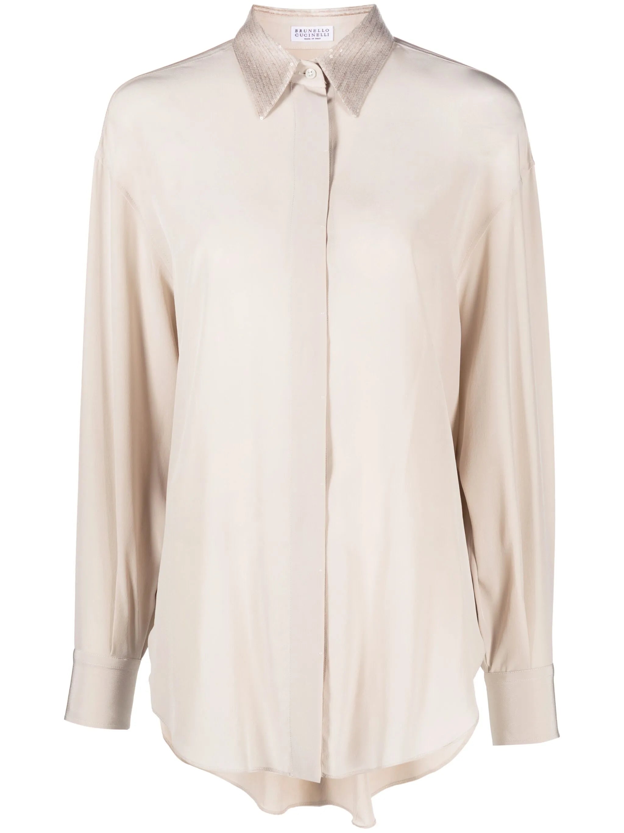 sequin detailing silk shirt