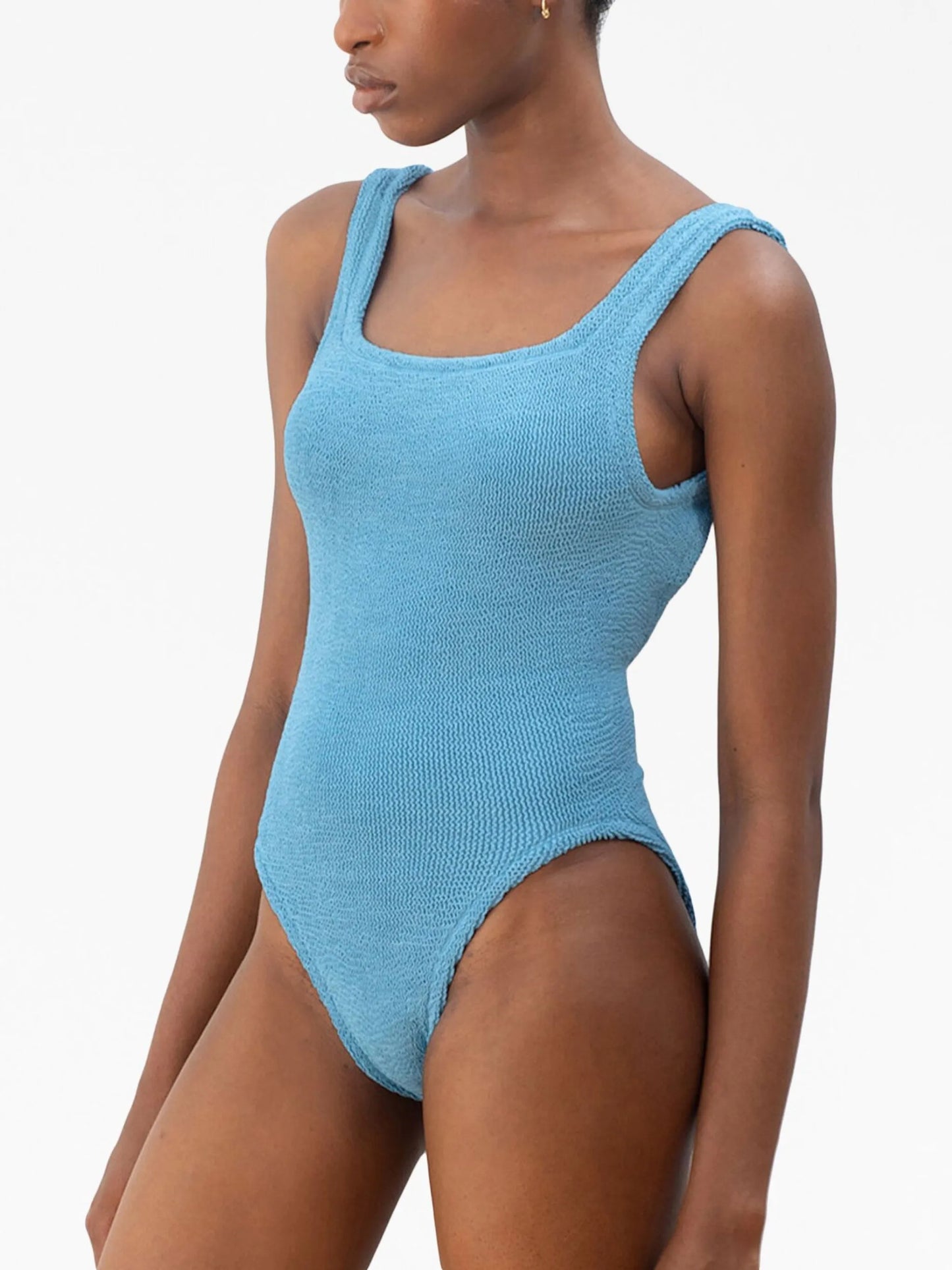crinkle-effect square-neck swimsuit