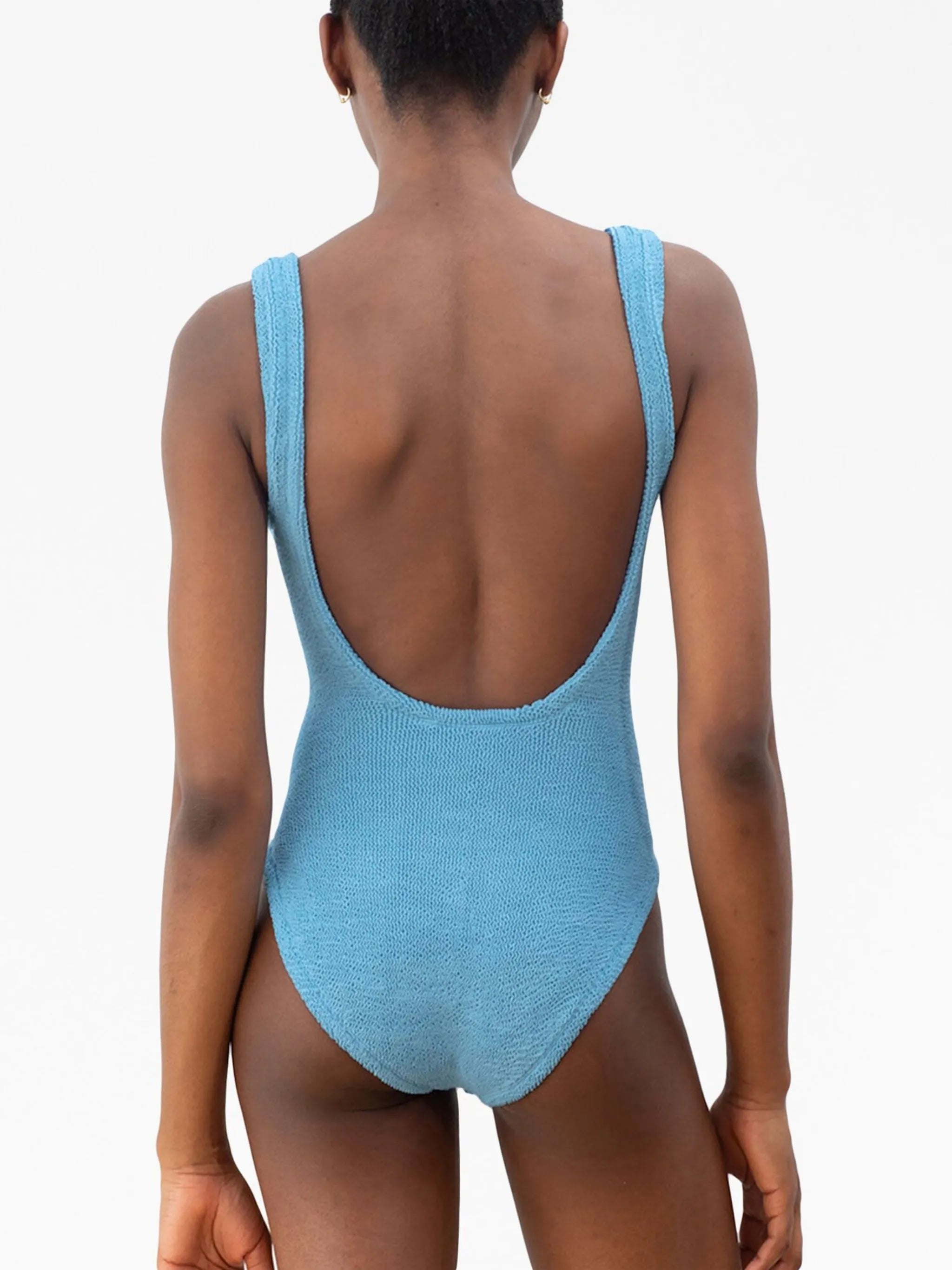 crinkle-effect square-neck swimsuit