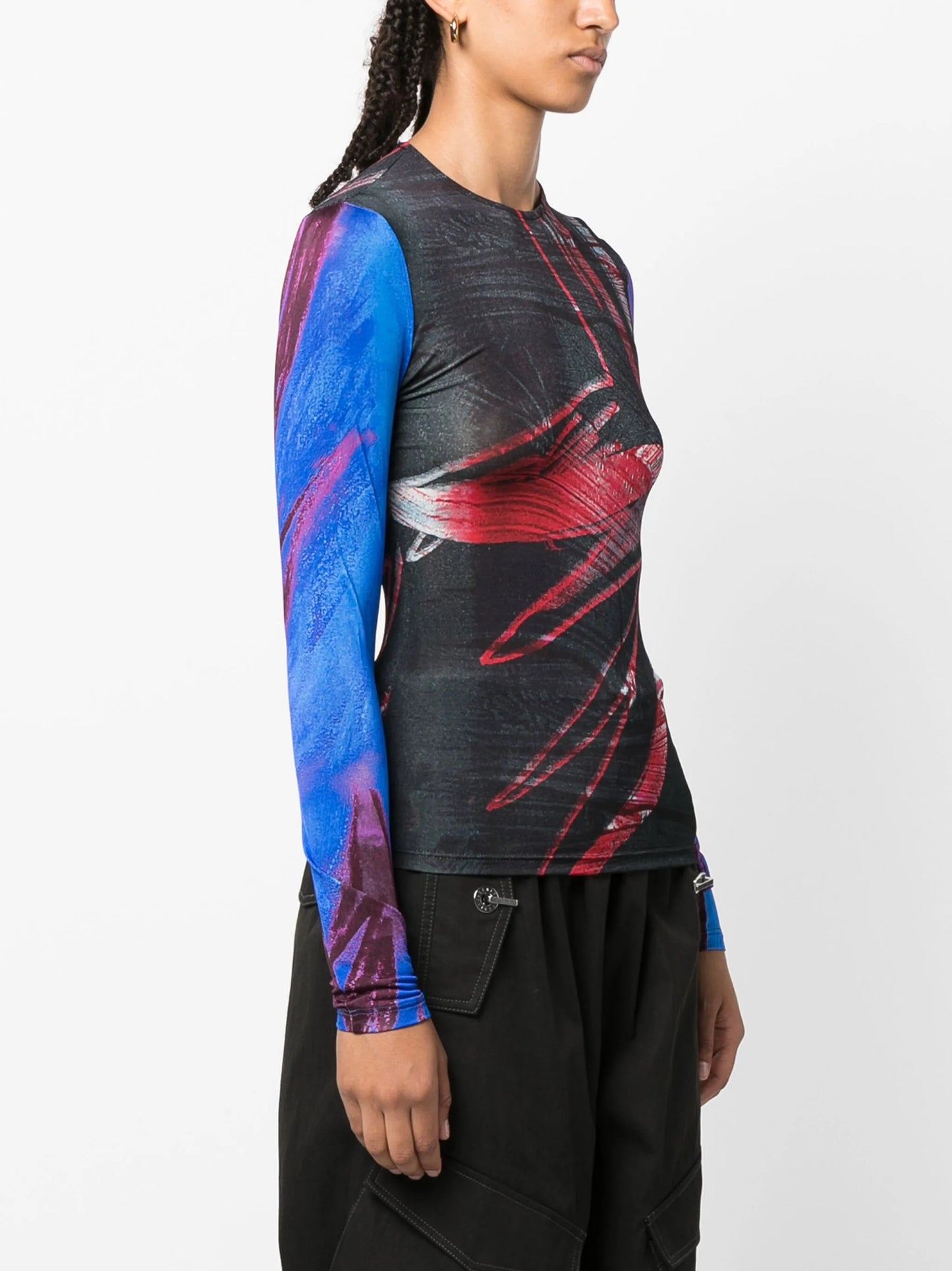 abstract-print mesh top