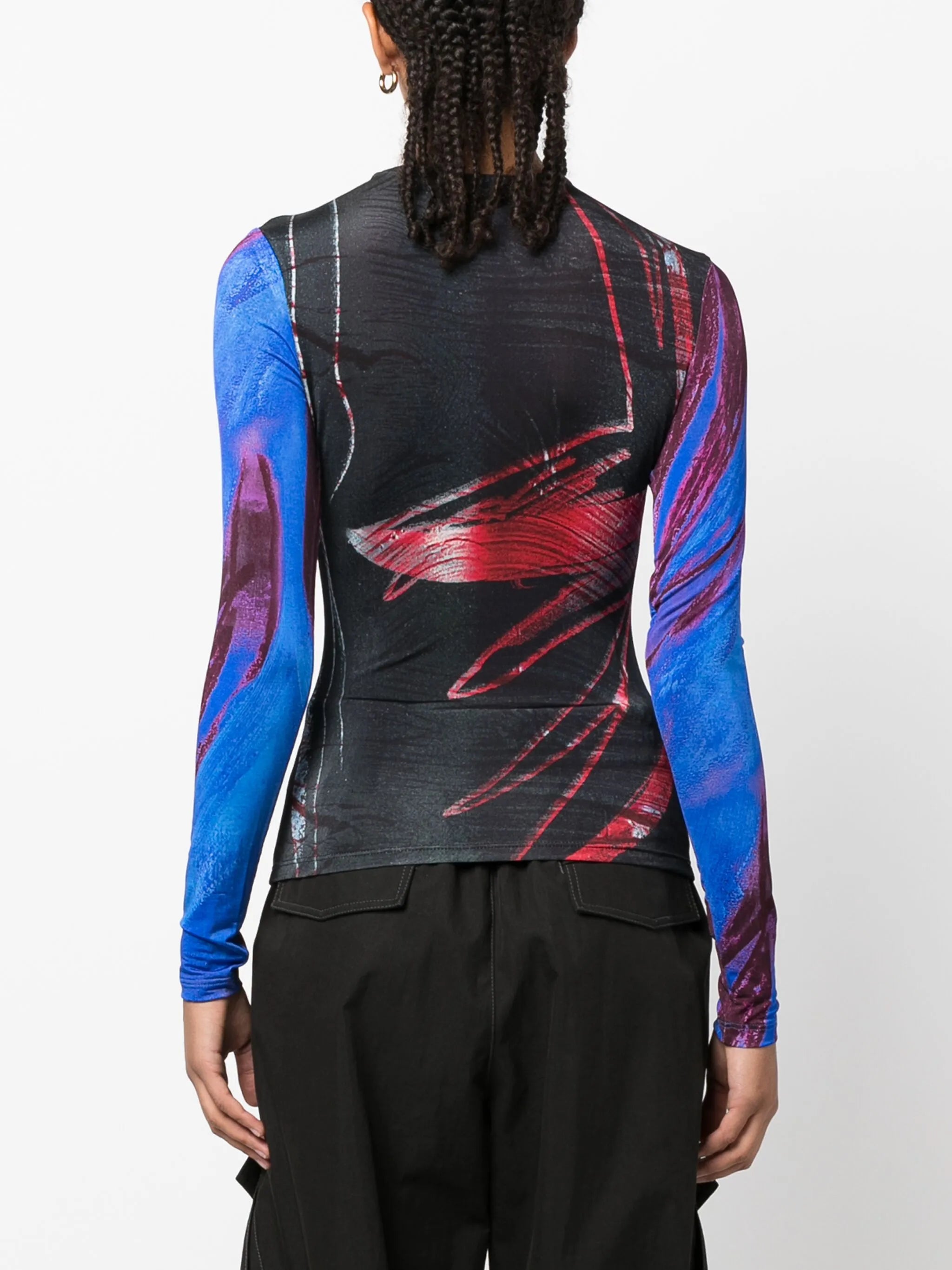 abstract-print mesh top